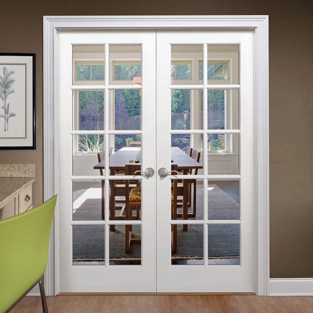 Masonite Traditional 60-in x 80-in Clear Glass Solid Core Pine Wood ...