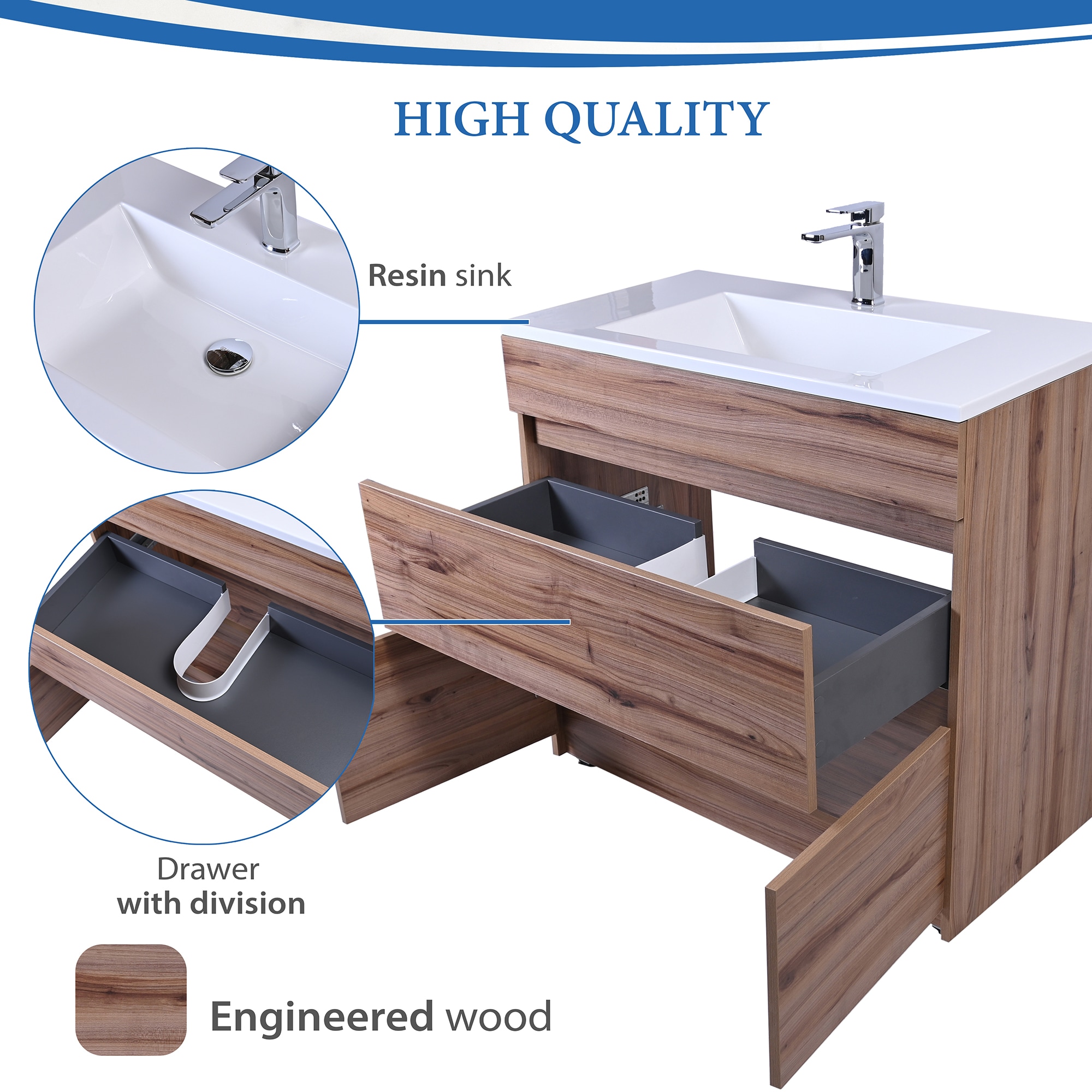 GRAVITA DESIGNS 24-in Pecan Single Sink Bathroom Vanity with Pecan ...