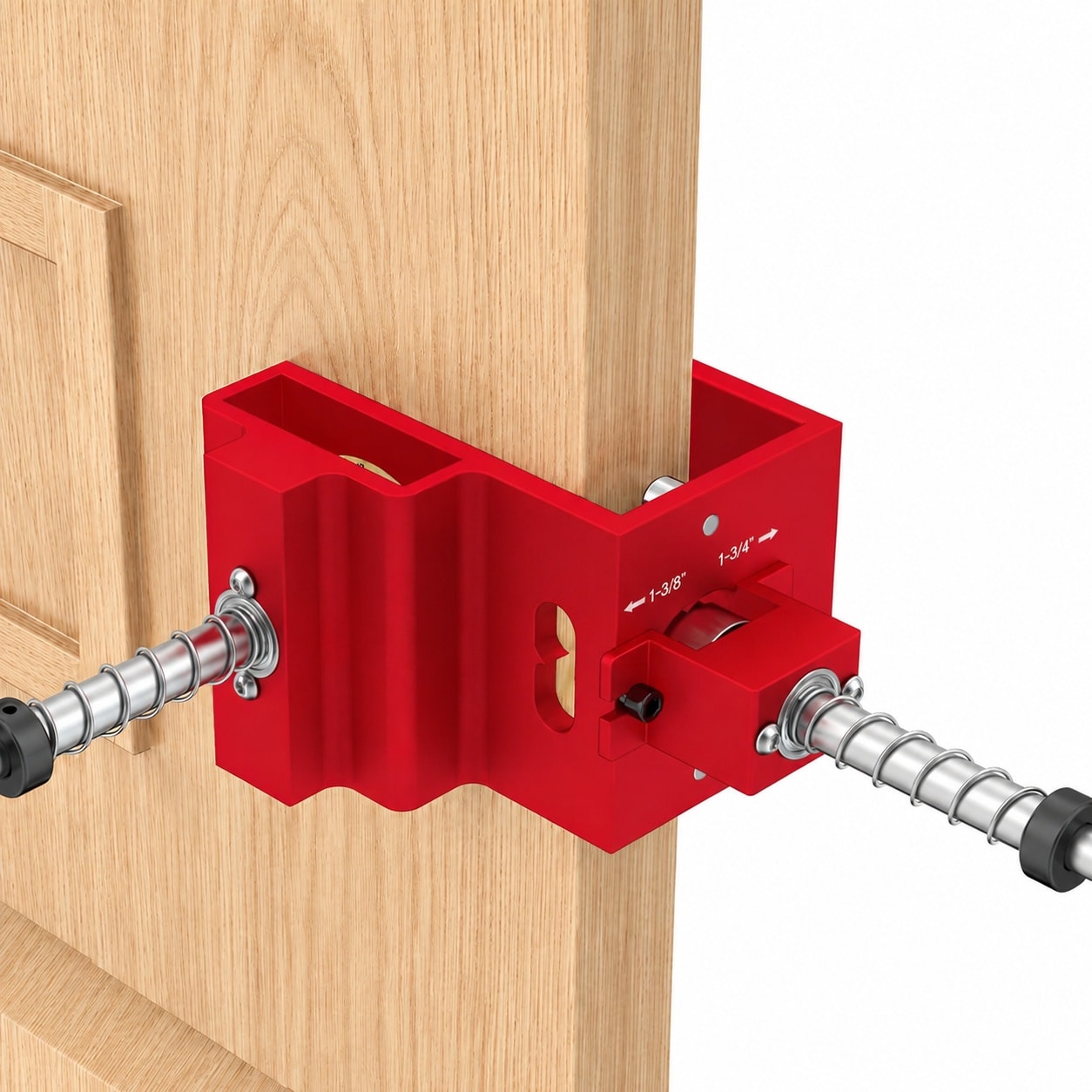 Adrinfly  Door Lock Installation Kit for One Three Eighths and One Three Fourths Wooden Doors with Guide Template Aluminum Alloy Drill Jig Clamp