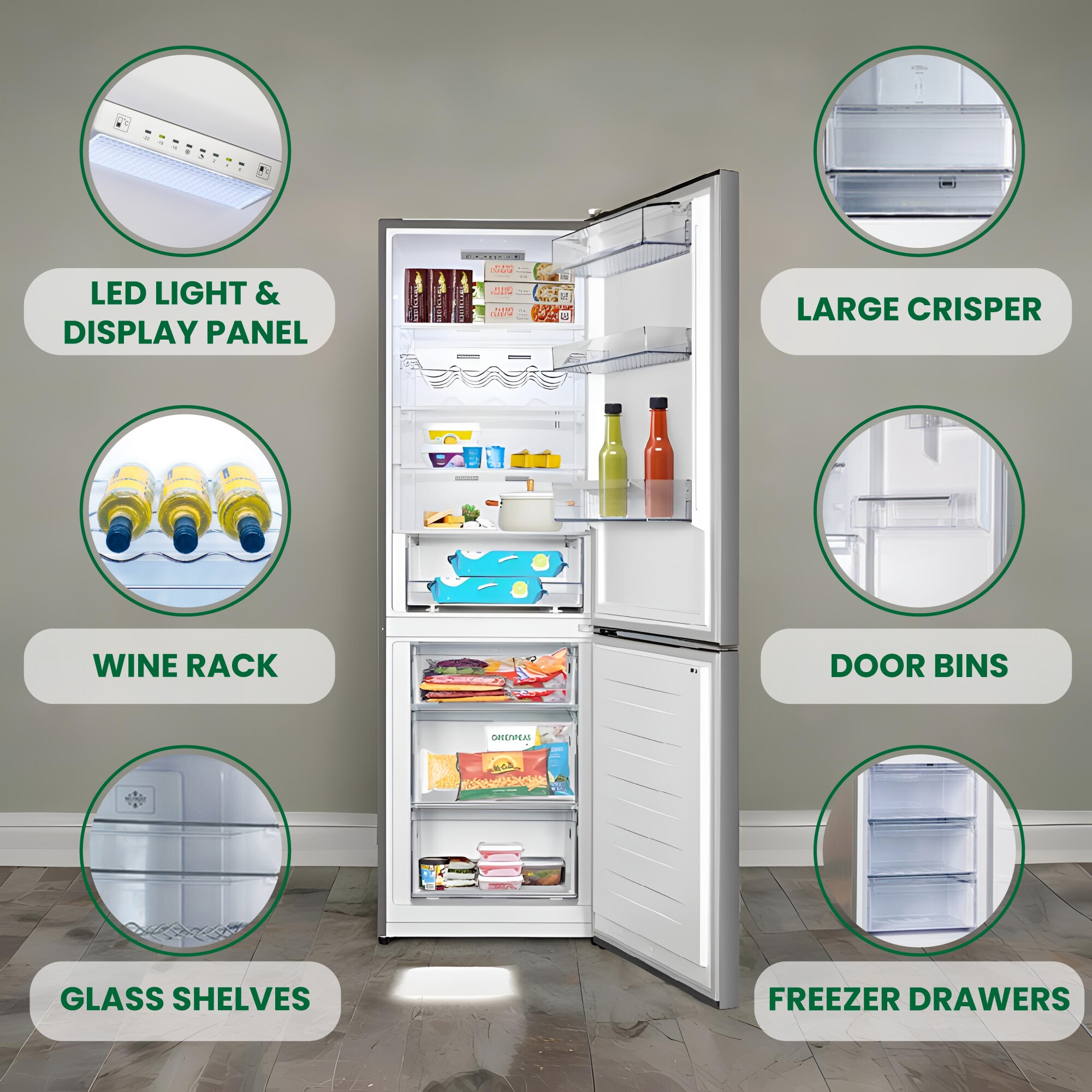 EcoSlim 11.5 cu.ft Stainless Steel Bottom Freezer Refrigerator with Wine Rack