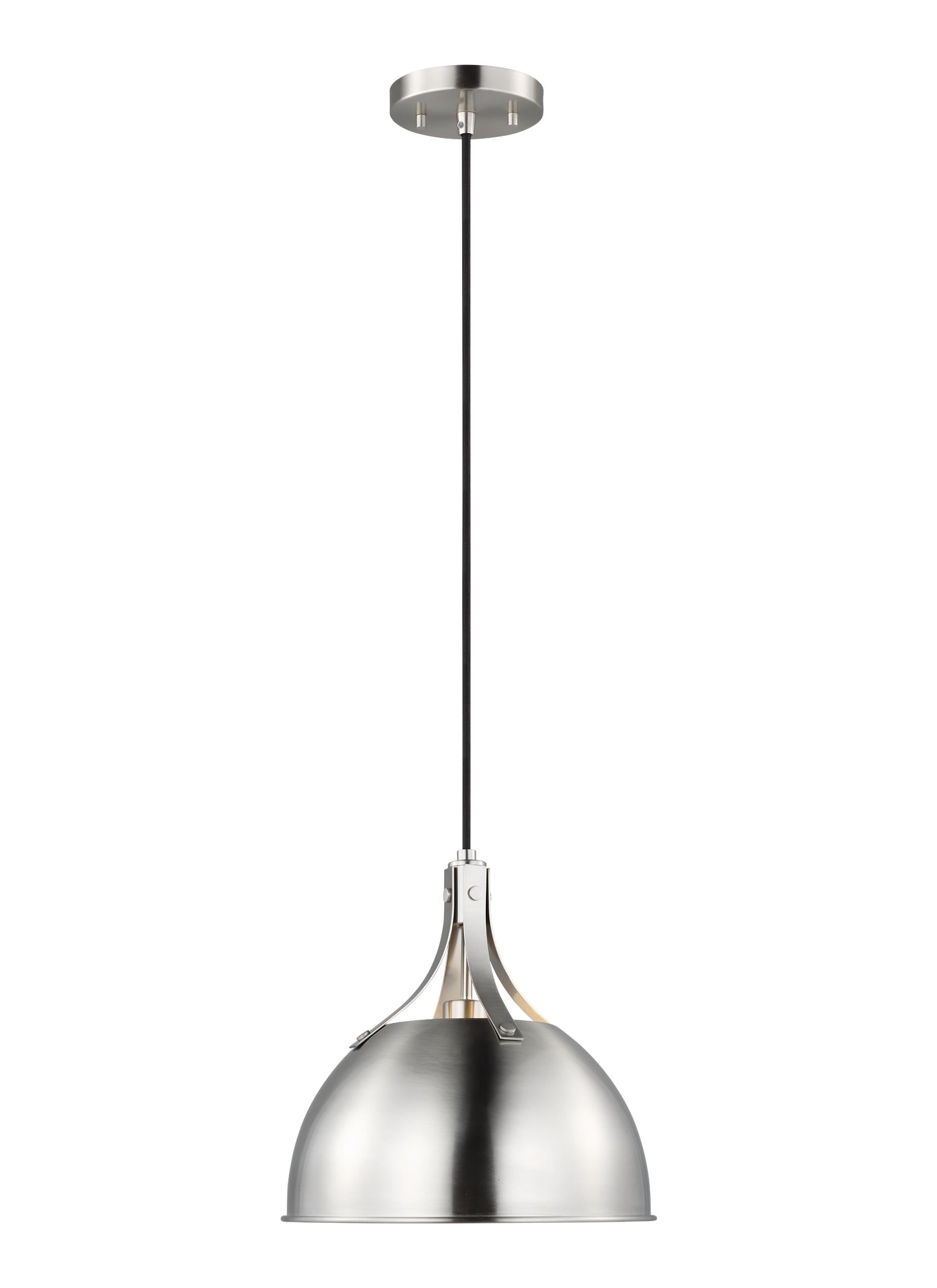 Generation Lighting 6524201EN3-962 Rockland 1 -Light Brushed Nickel Transitional Dome Medium Hanging Pendant light