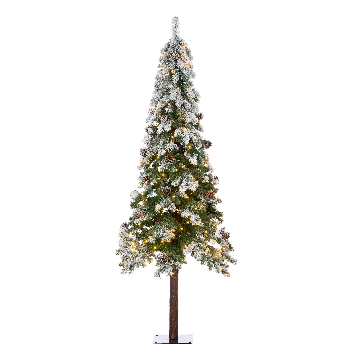 Sterling 6-ft Alpine Pre-lit Flocked White Artificial Christmas Tree ...