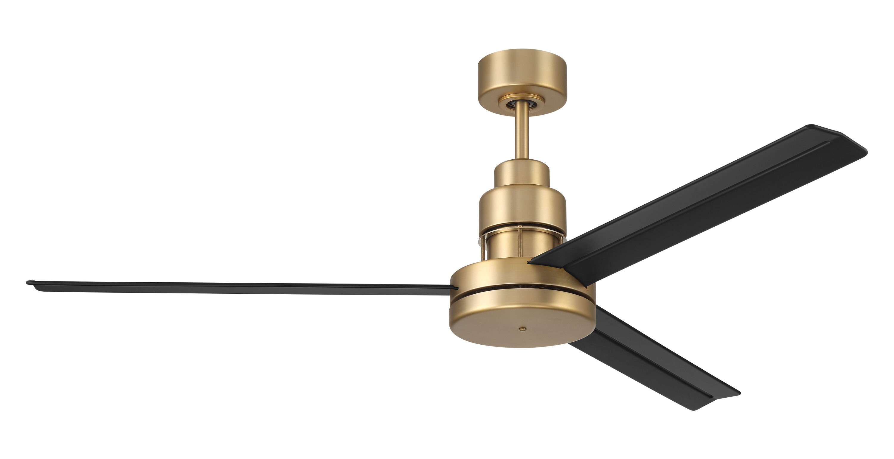 54" Satin Brass and Black Modern Ceiling Fan with Remote