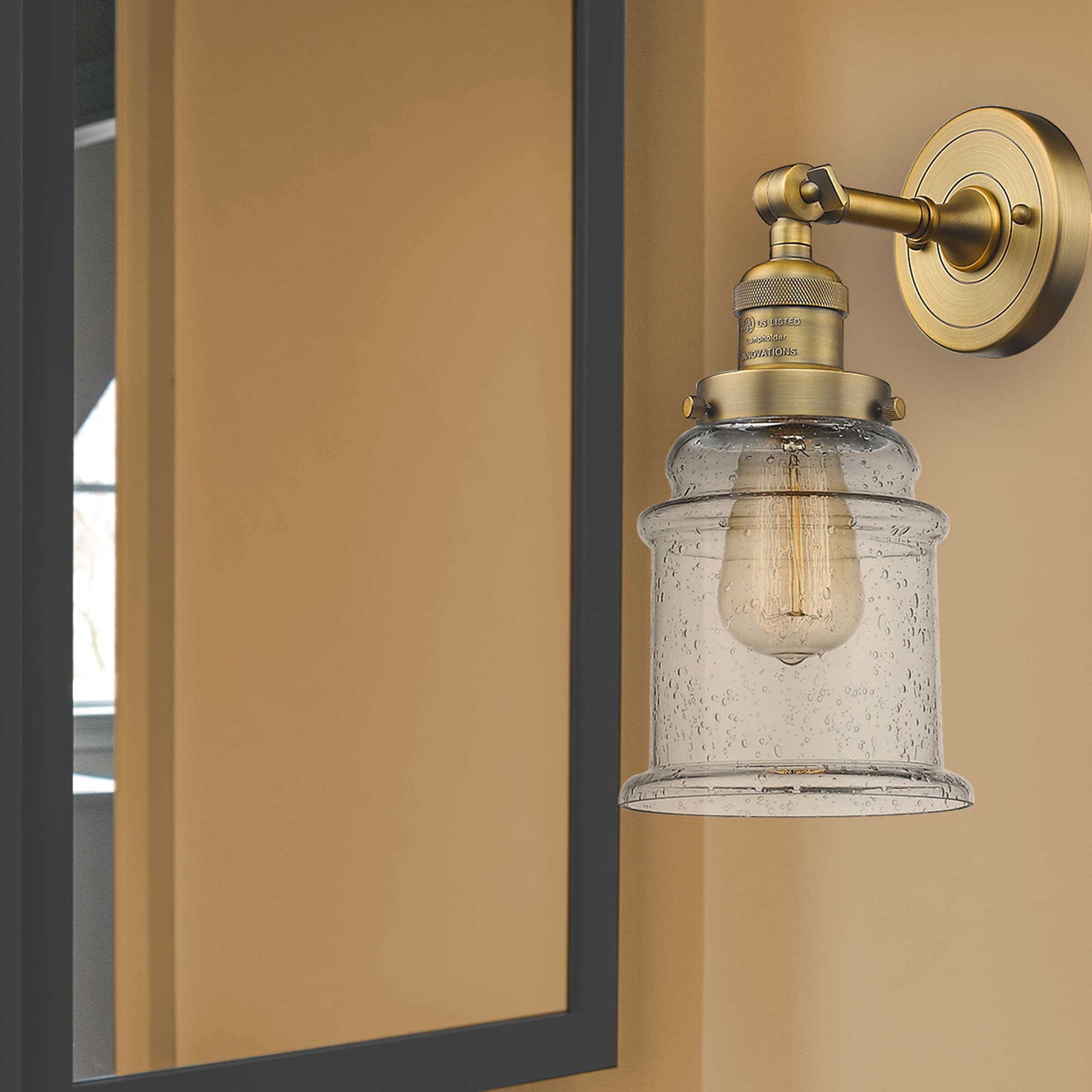 Innovations Lighting 203-BB-G184 Canton 6.5-in W 1 -Light Brushed Brass Industrial Wall Sconce