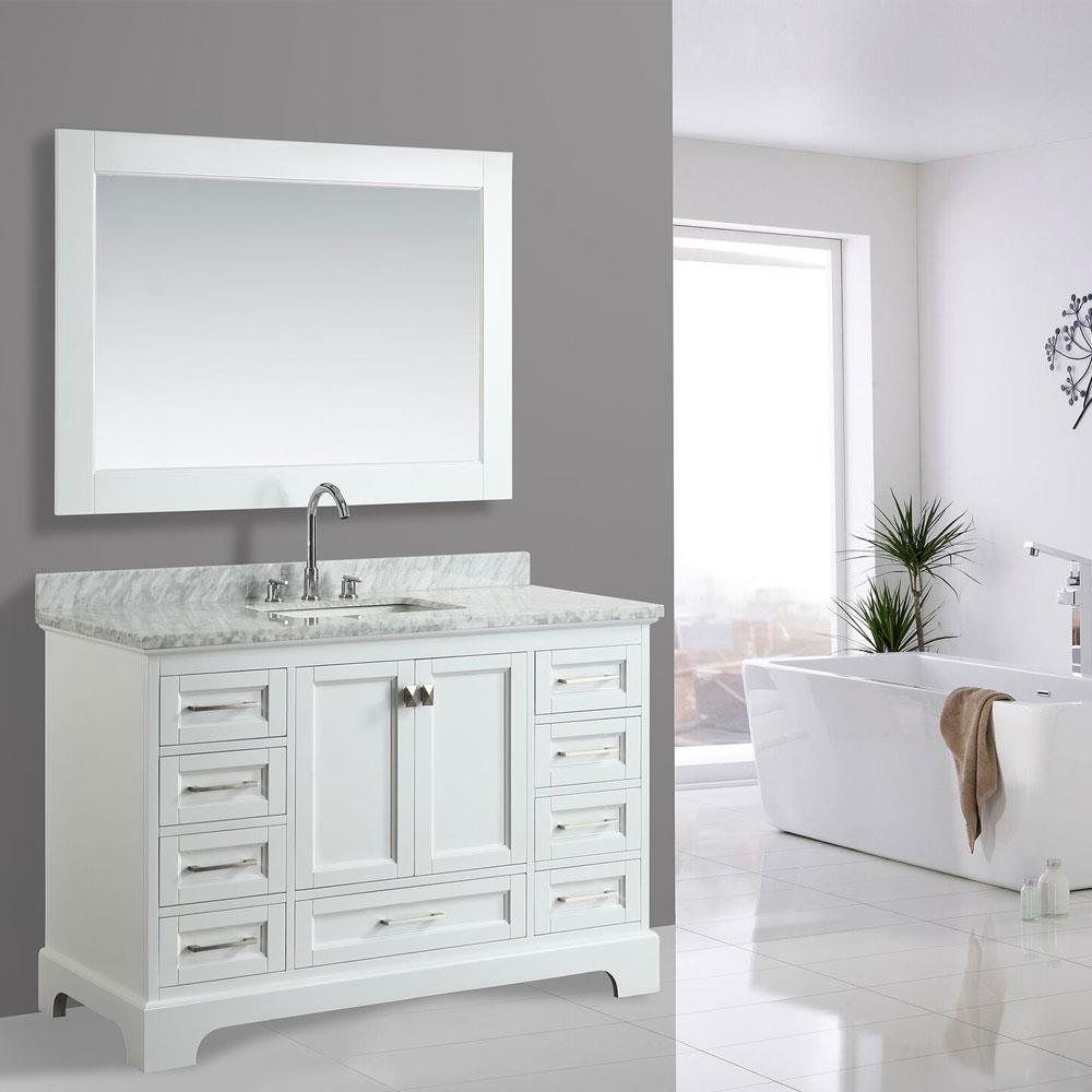 Design Element Omega 54-in White Undermount Single Sink Bathroom Vanity ...