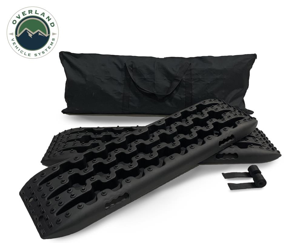 Overland Vehicle Systems Recovery Ramp with Pull Strap and Storage Bag-  Black/Black