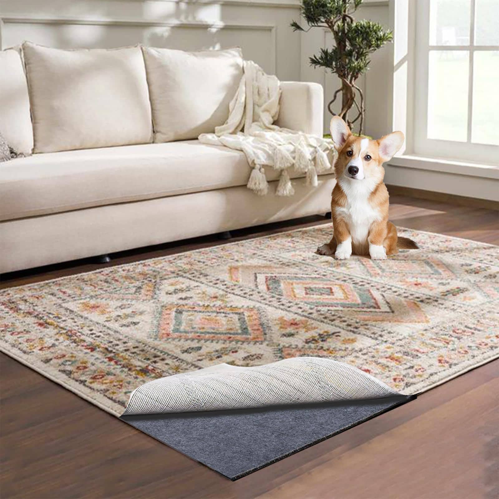 DHMHD -  Waterproof Rug Pad Five by Seven ft Area Rug Non Slip Carpet Pad for All Floors and Fini...
