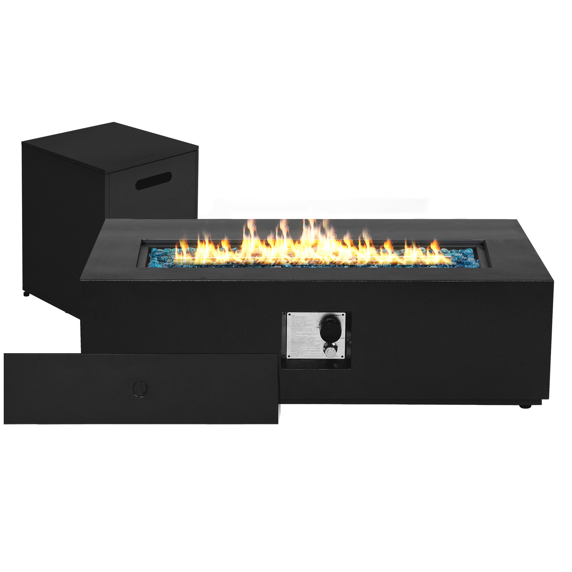 UPHA PL-42TPCFX-BL-K 42-in W 50000 Maximum BTUs Iron Rectangle Liquid propane Fire pit table