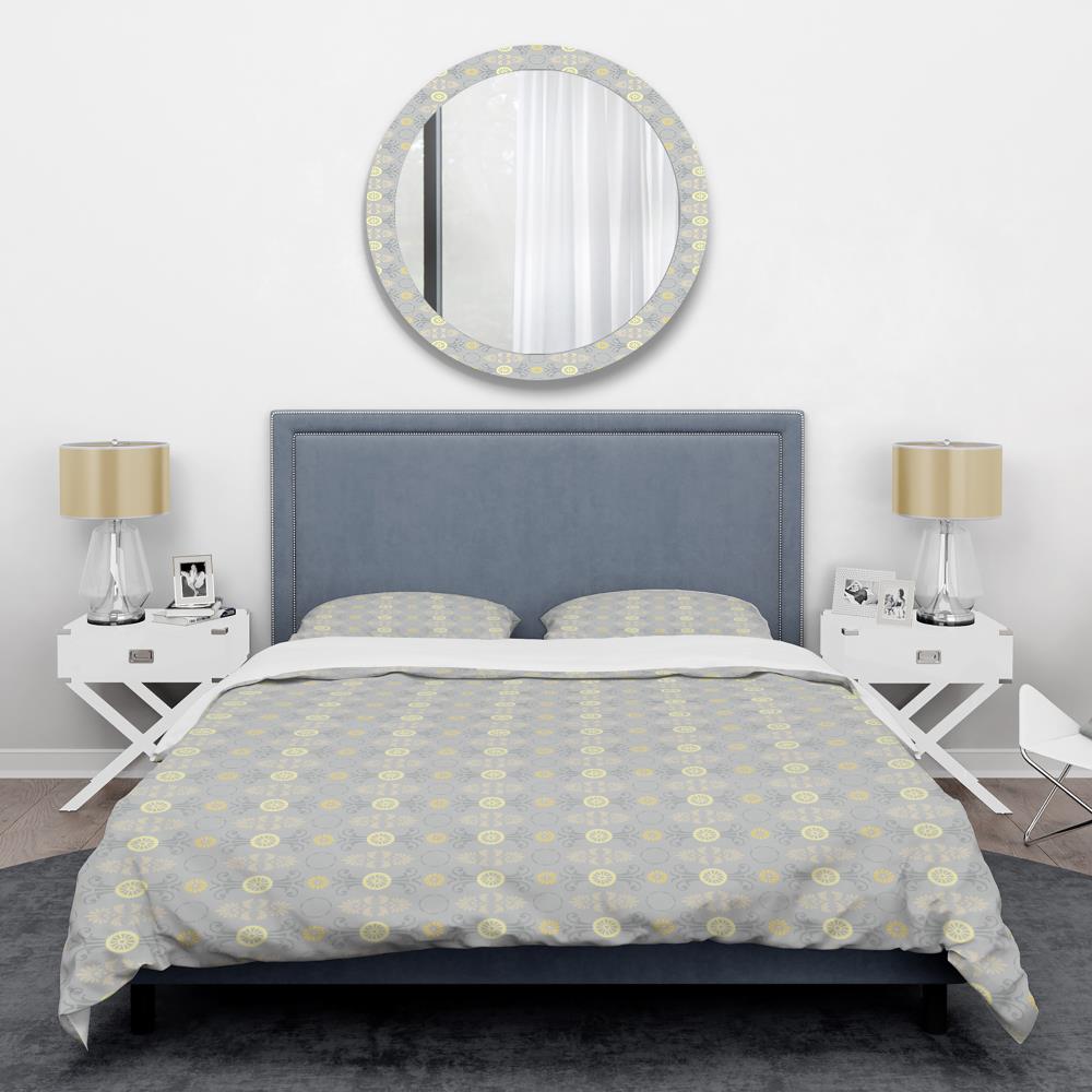 Designart BED24503-K 3 -Piece Grey King Duvet cover Set