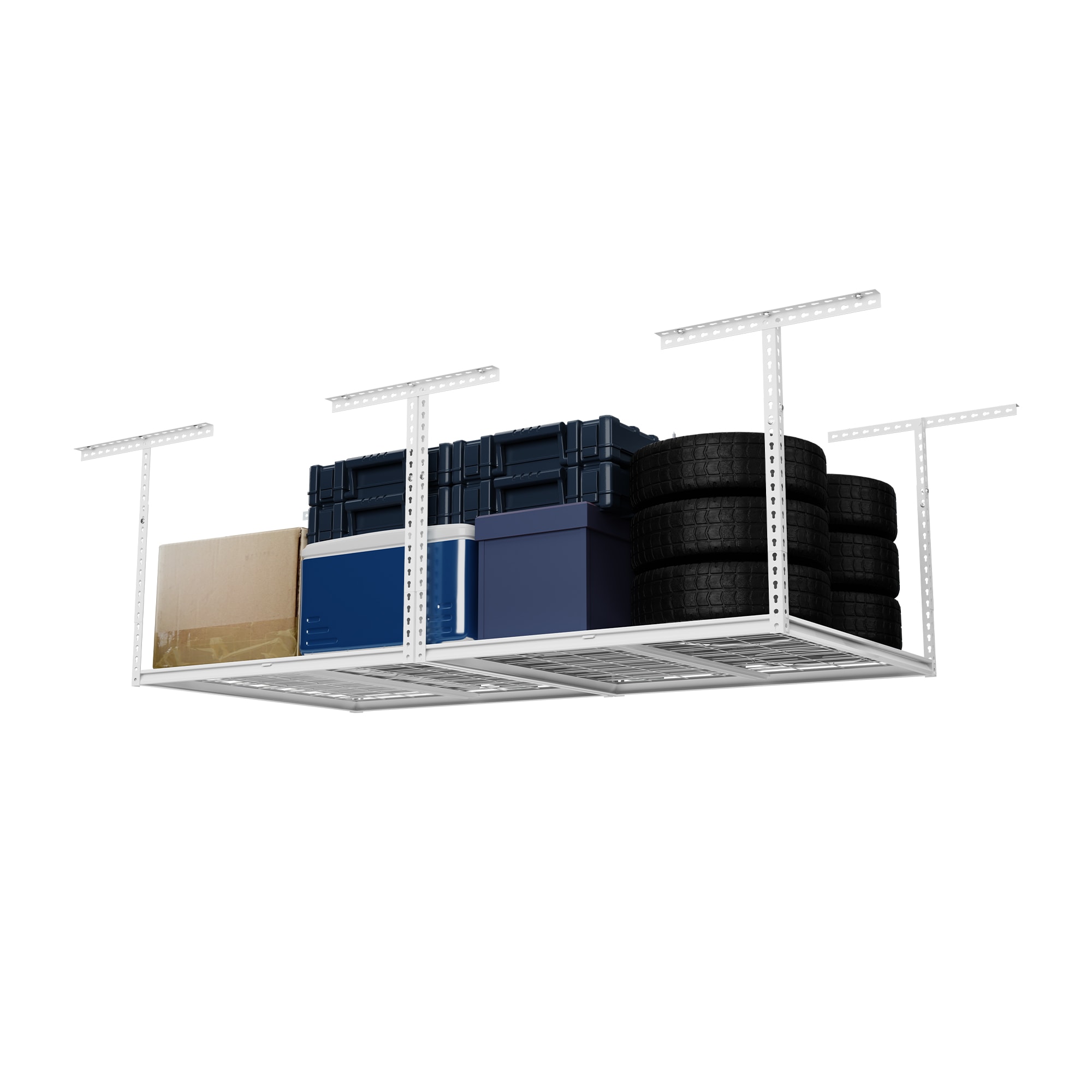 Shuntong AT-OH48PRO-WH The Atlas Pro 4 x 8 ft Overhead Garage Storage Rack 1250lbs Weight Capacity White