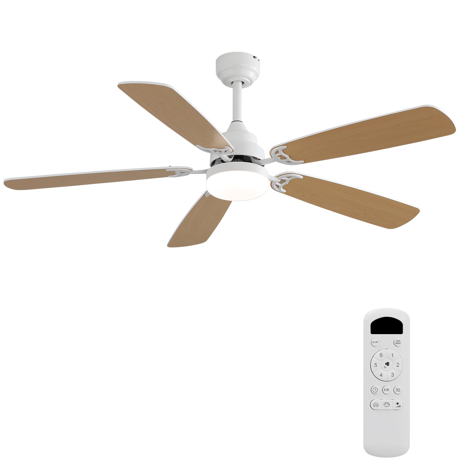 ZHLLMQ 52 Inch Indoor Ceiling Fan with Five Blades Six Speed Remote Control and LED Light #ZHLLMQ-W882P399208