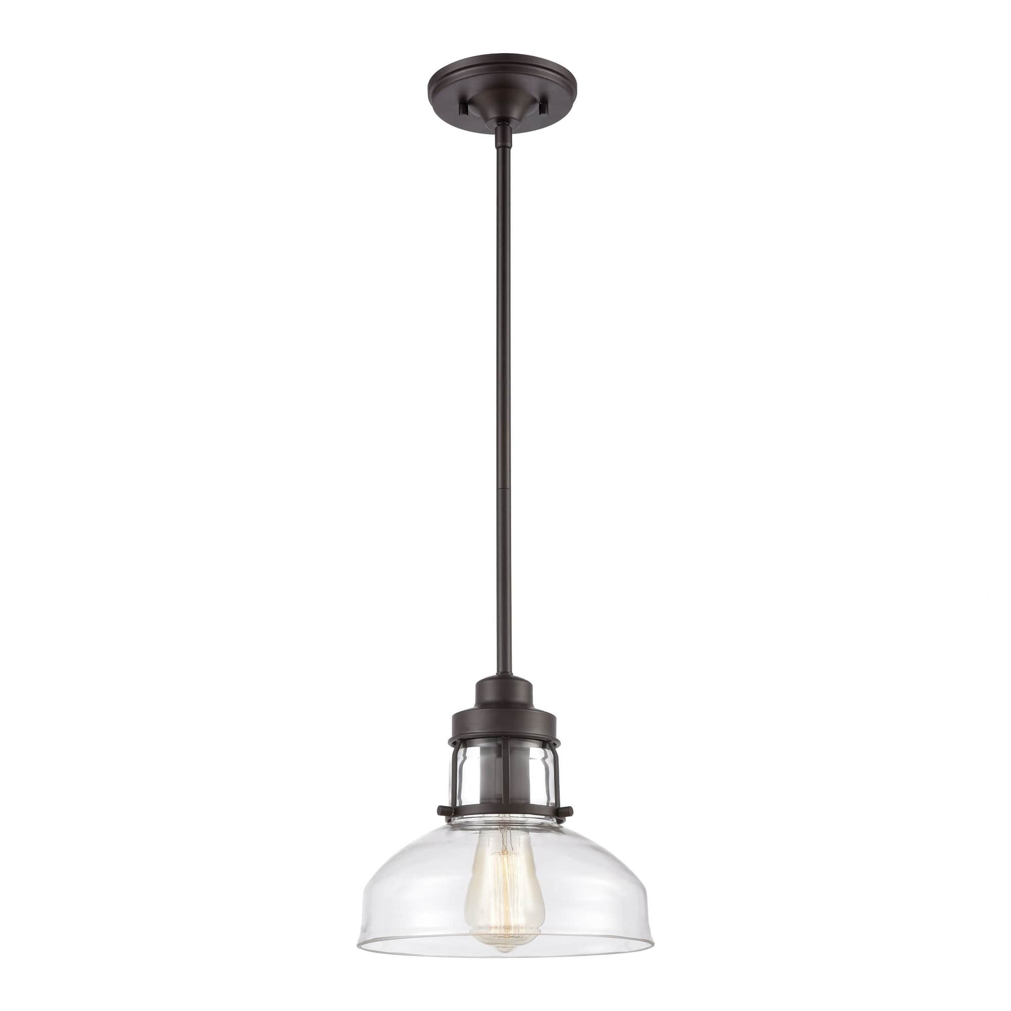 ELK Home Manhattan Boutique 1 - Light Oil Rubbed Bronze /  Dark Brown Industrial / Modern Farmhouse / Transitional / Urban incandescent Glass & Steel Pendant Light