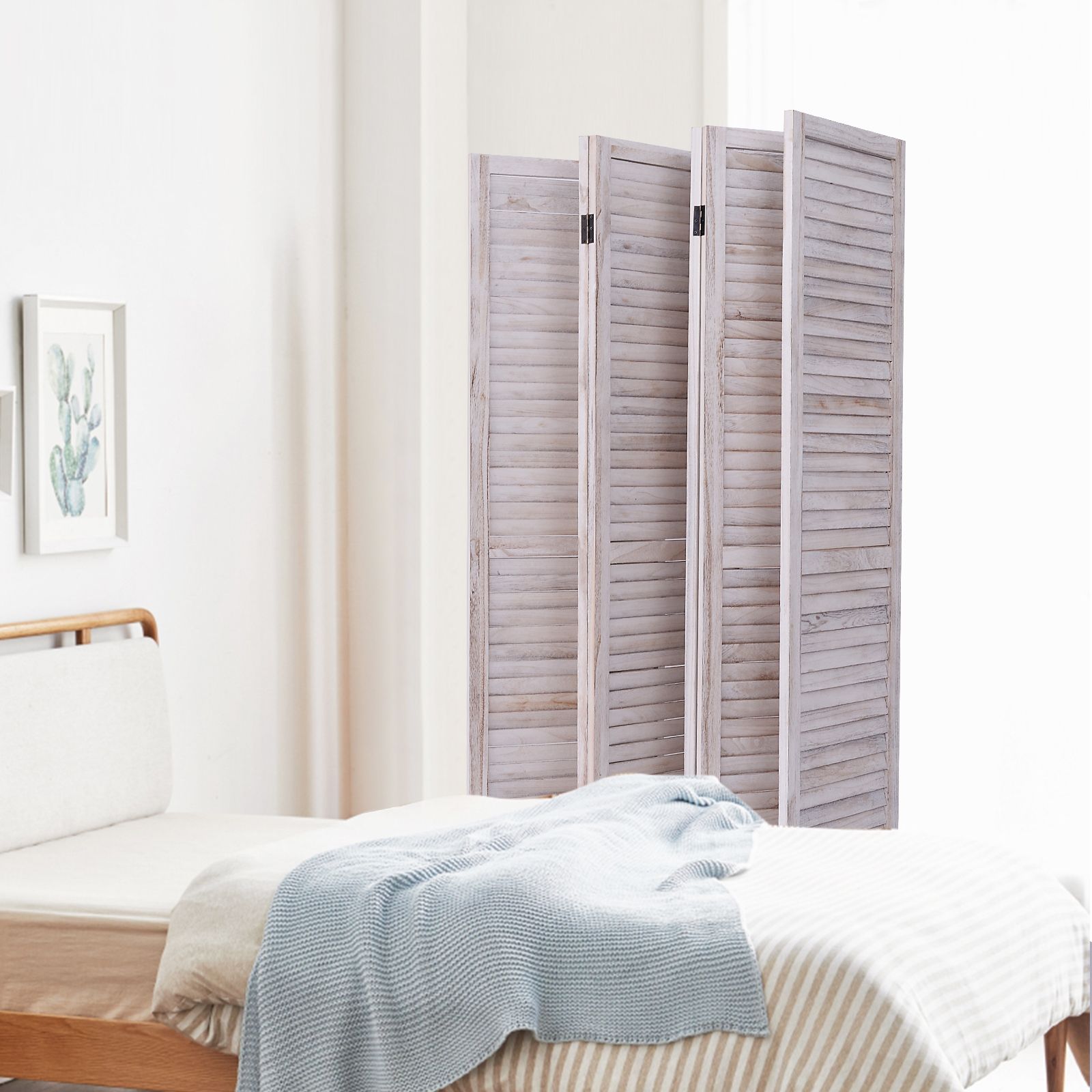 Slickblue 6-Panel White Paulownia Folding Double-Sided Louver Style ...
