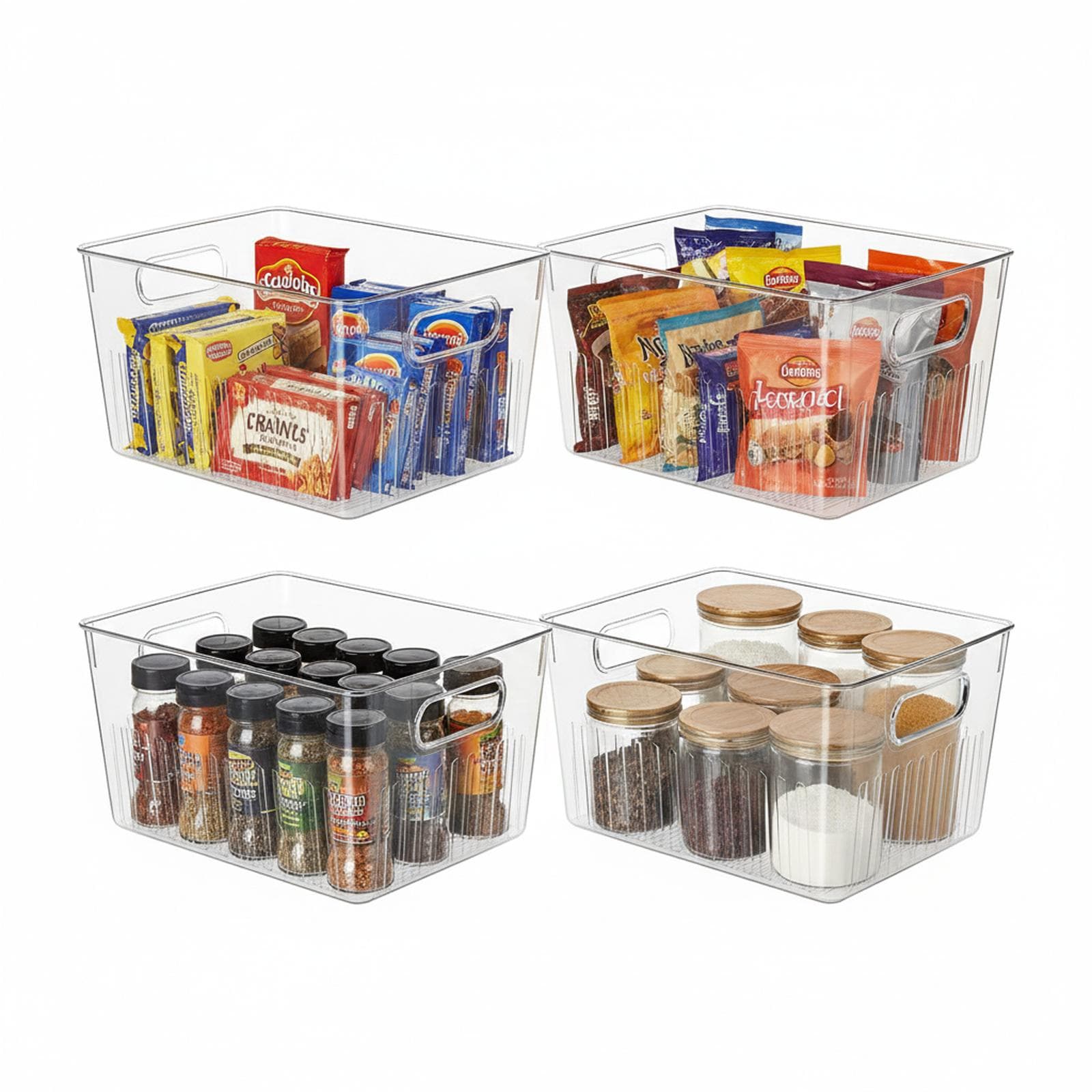 Baginizer Clear Plastic Storage Bins Pantry Organizers Kitchen Organization Containers Fridge Freezer Bathroom Cabinet Stackable Heavy Duty #BAGINIZER001145