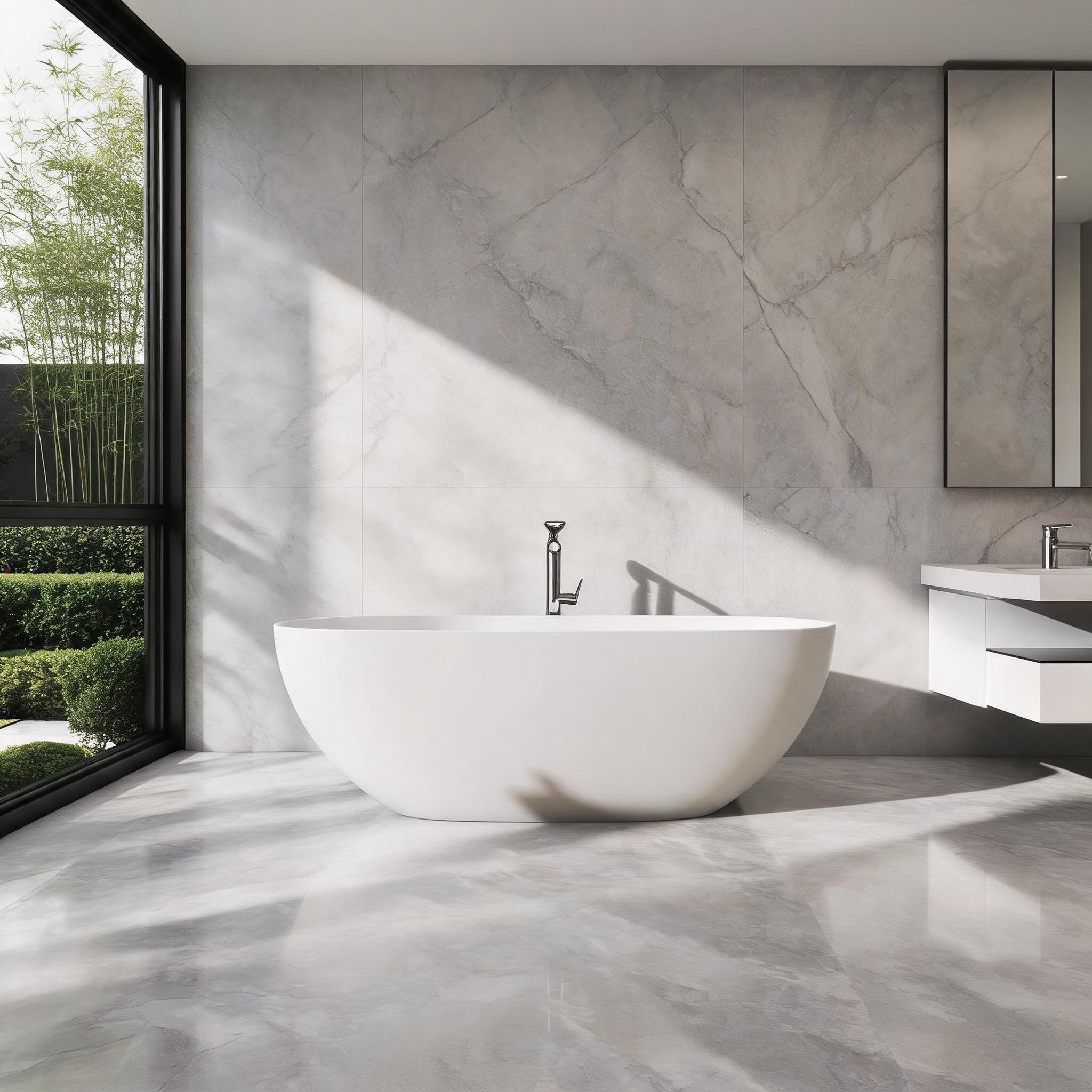 Watnature Bathroom Modern Freestanding Soaking Bathtub 66.9 Inch Solid Surface White Finish #2QEJTGEOK6VO