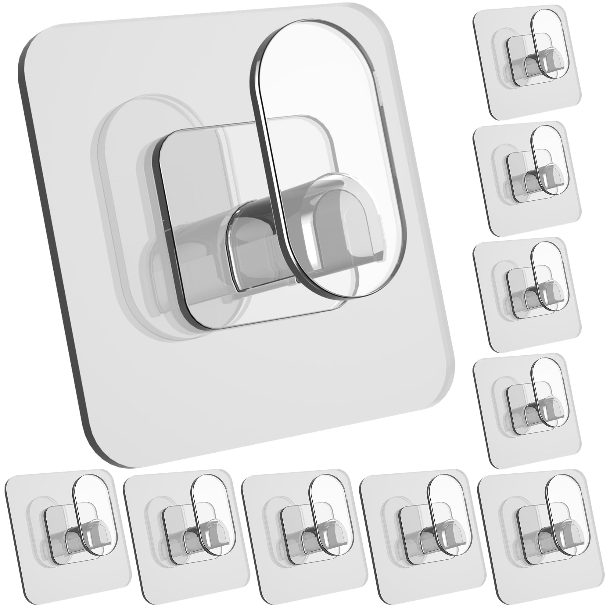 Aoibox - Drill Free Wall Hooks for Towels and Robe 10 Pack Adhesive Shower Hanger for Bathroom 2...
