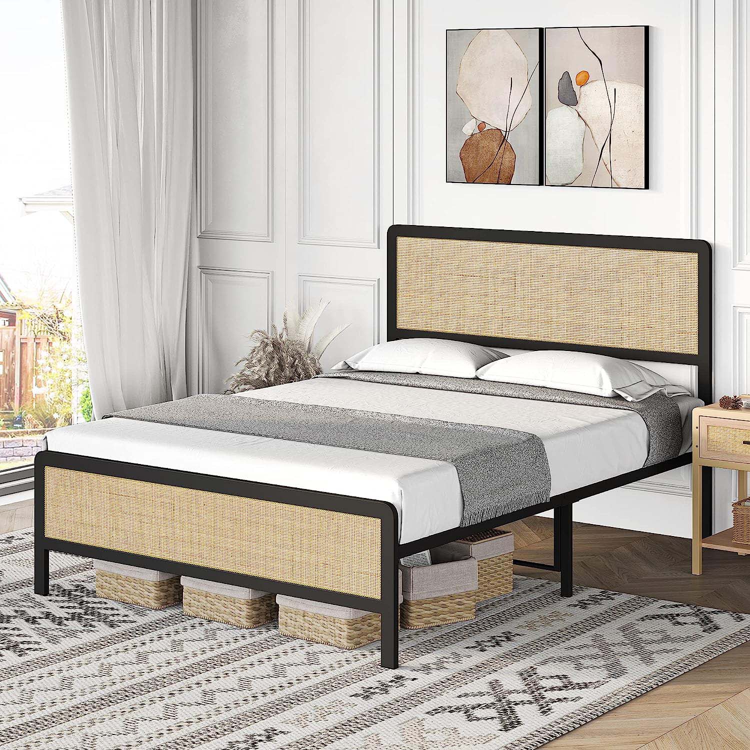 Garvee Black Full Metal Platform Bed with Storage PHO-0WRKXVQI at Lowes.com