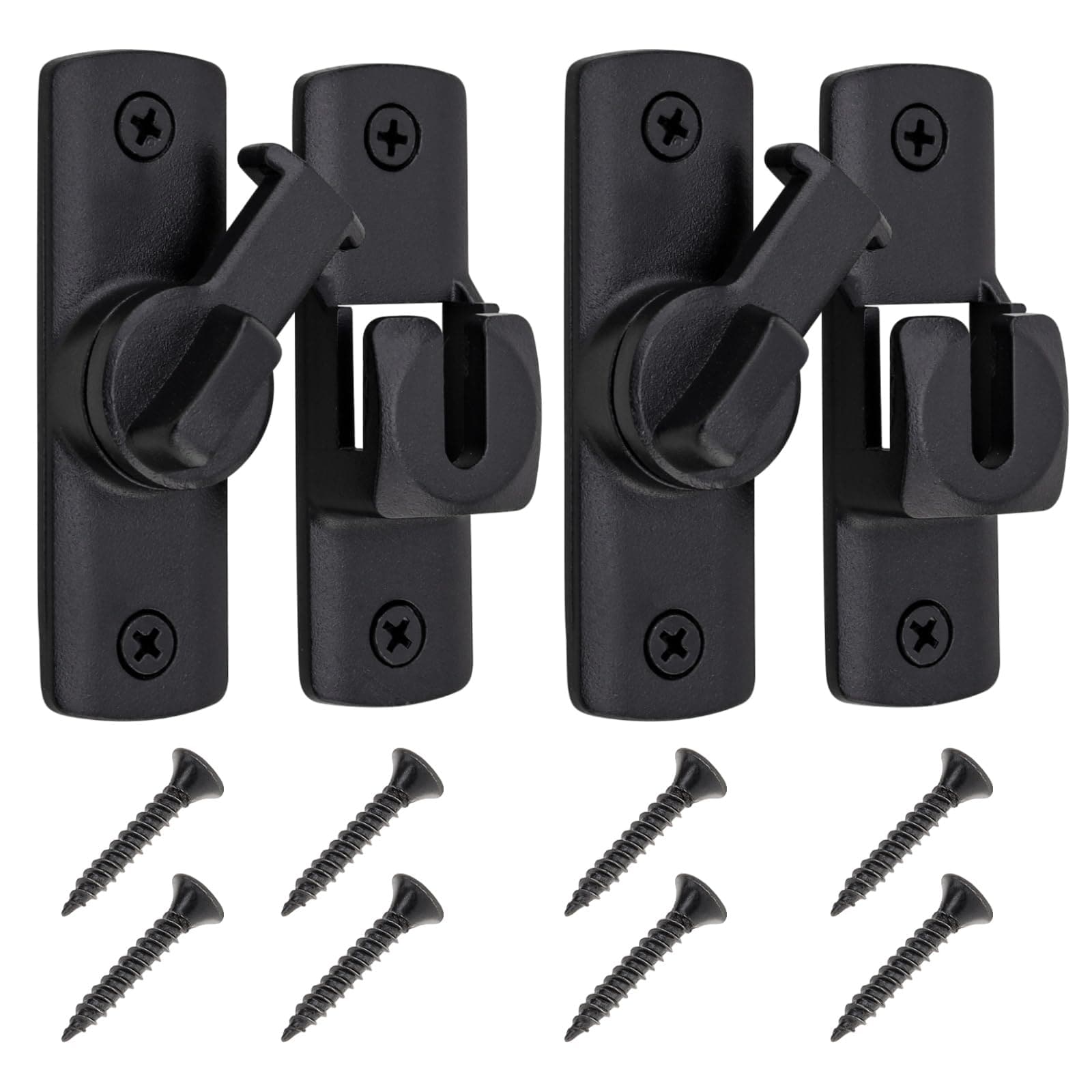 Aoibox  2 Pack Zinc Alloy Right Angle Flip Latch for Barn Doors 90 or 180 Degree Adjustable Sliding Door Lock