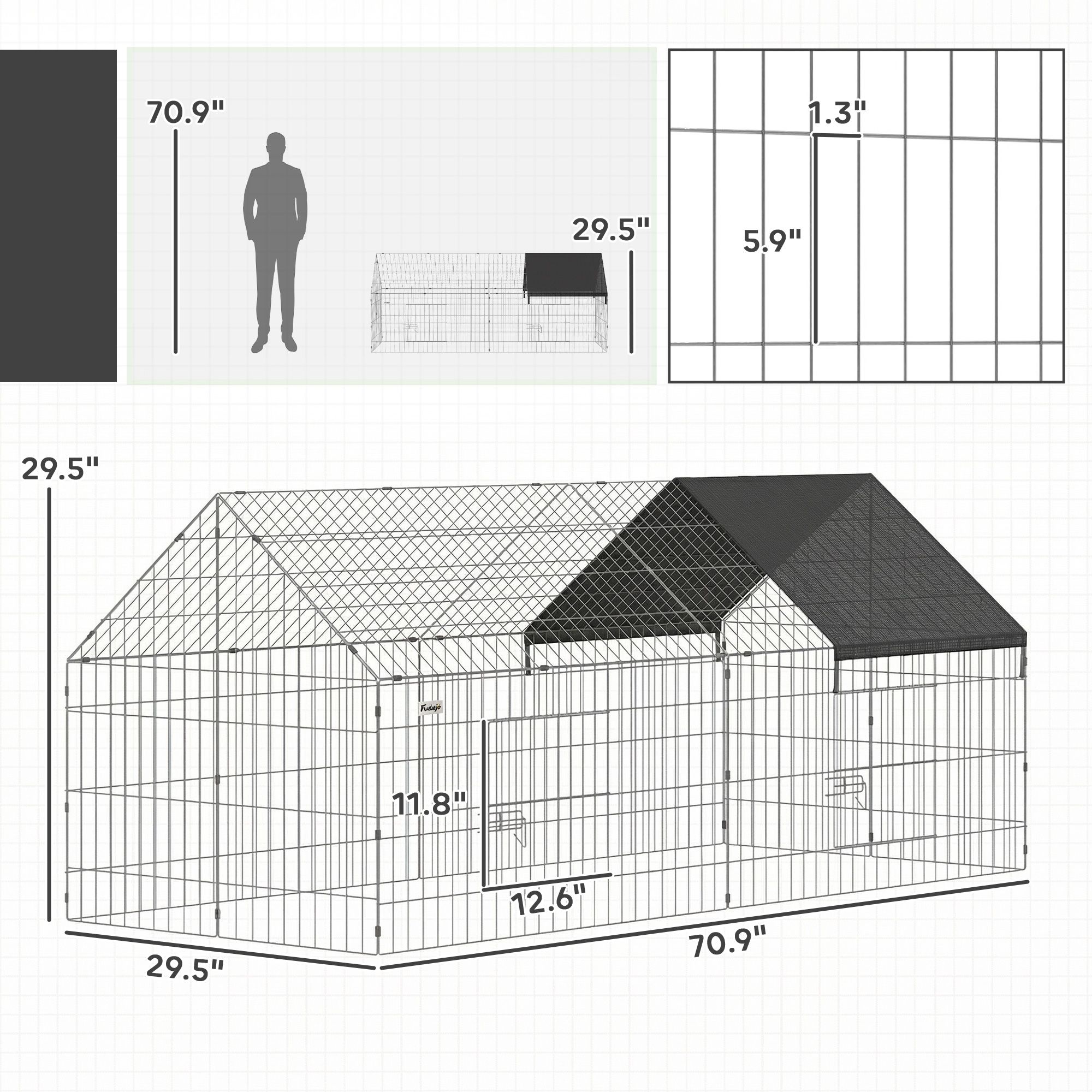 JUSHUA WSY-7HISRG Chicken-Coops-Rabbit-Hutches - View #2