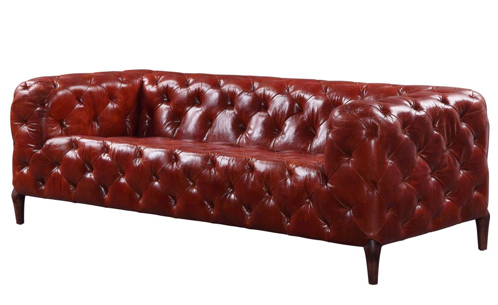 Acme Furniture Orsin Modern Merlot Top, Merlot Leather Sofa