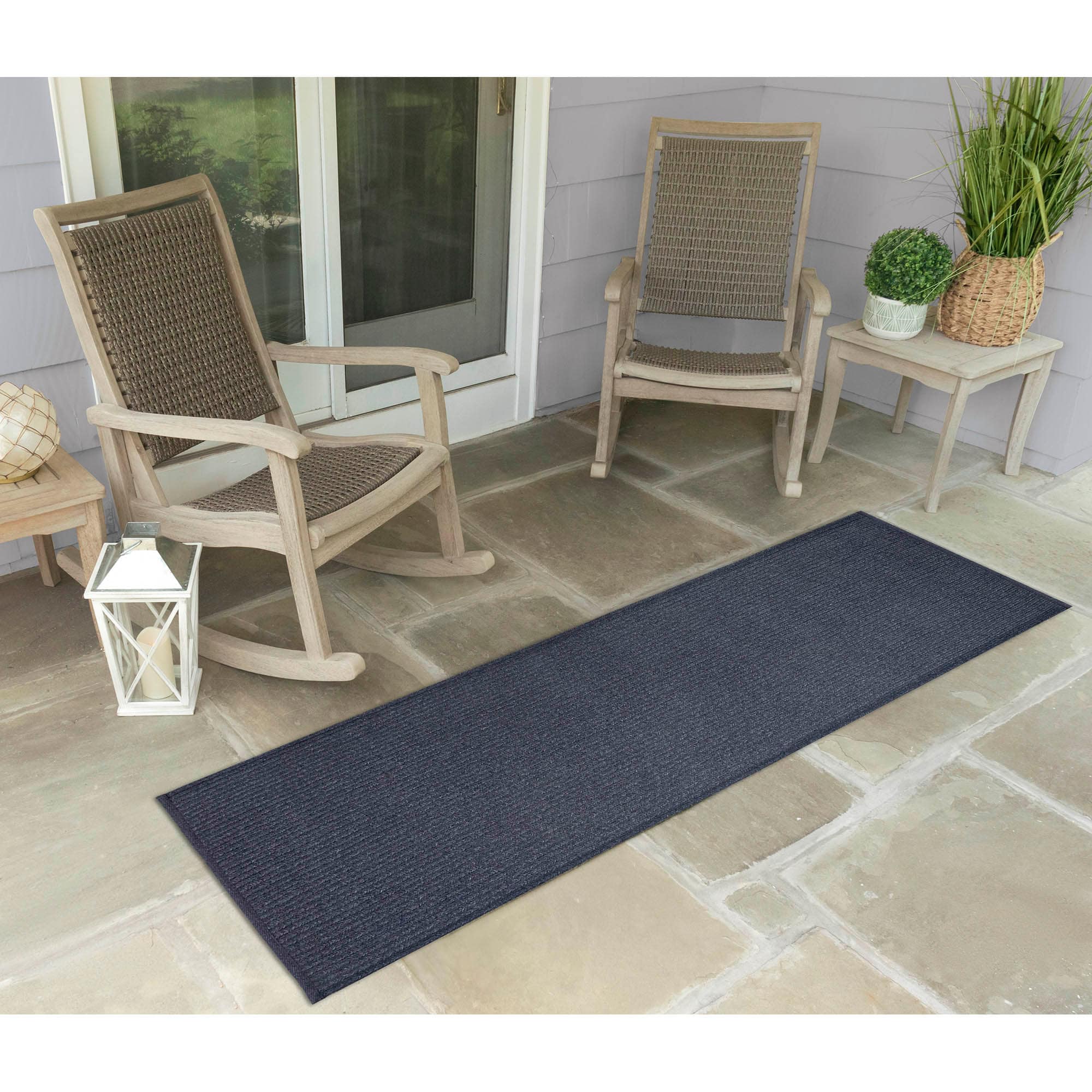 Liora Manne CAIR8678133 Calais 2 x 8 (ft) Braided Polypropylene Navy Rectangular Indoor/Outdoor Solid Runner rug