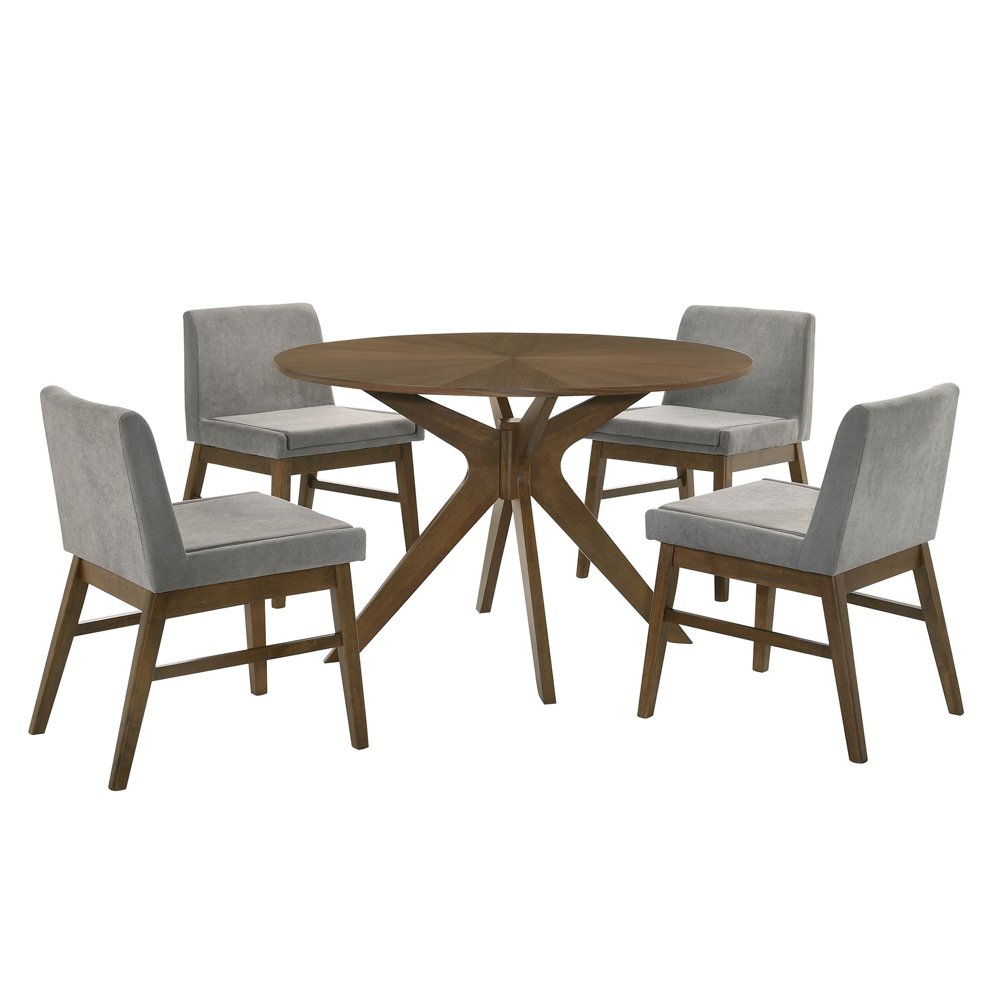 Wynden Walnut/Smoke Contemporary/Modern Dining Room Set with Round Table (Seats 4) in Brown | - Picket House Furnishings DWT100BL5PC