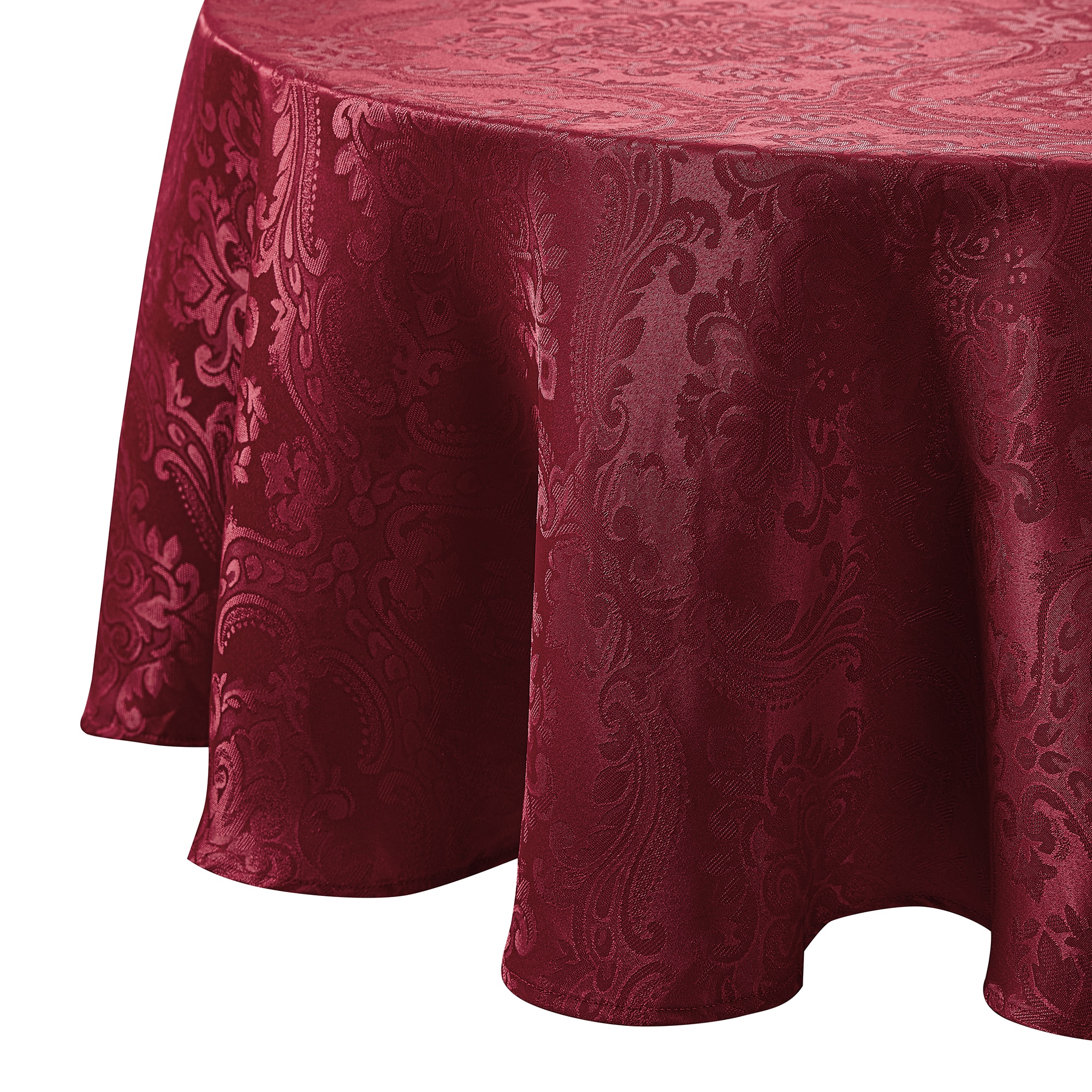 Elrene Home Fashions 739550342314 Caiden Woven Damask 90" Round Indoor Cranberry Table Cover for 72-in round