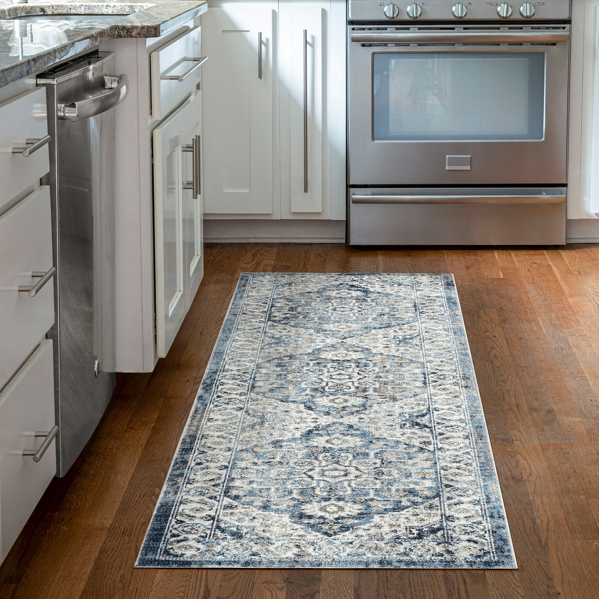 Tayse PLZ2107 2X8 Palazzo 2 x 8 (ft) Loomed Polypropylene Blue Rectangular Indoor Runner rug