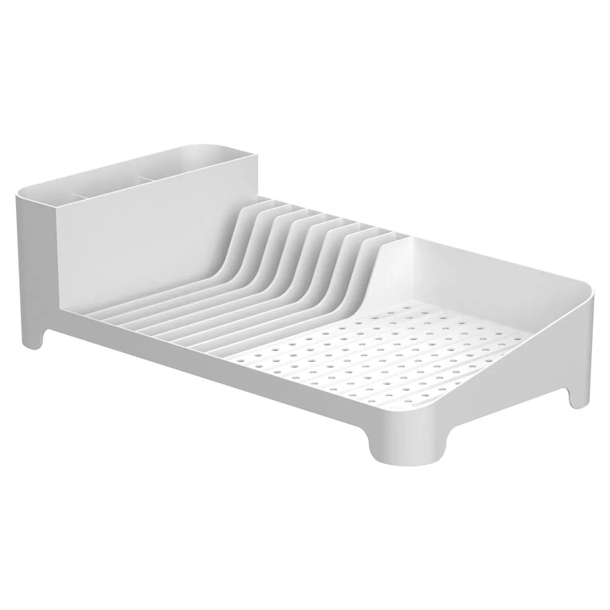 OU Freestanding Polypropylene Dish Drying Rack with Utensil Holder for Kitchen