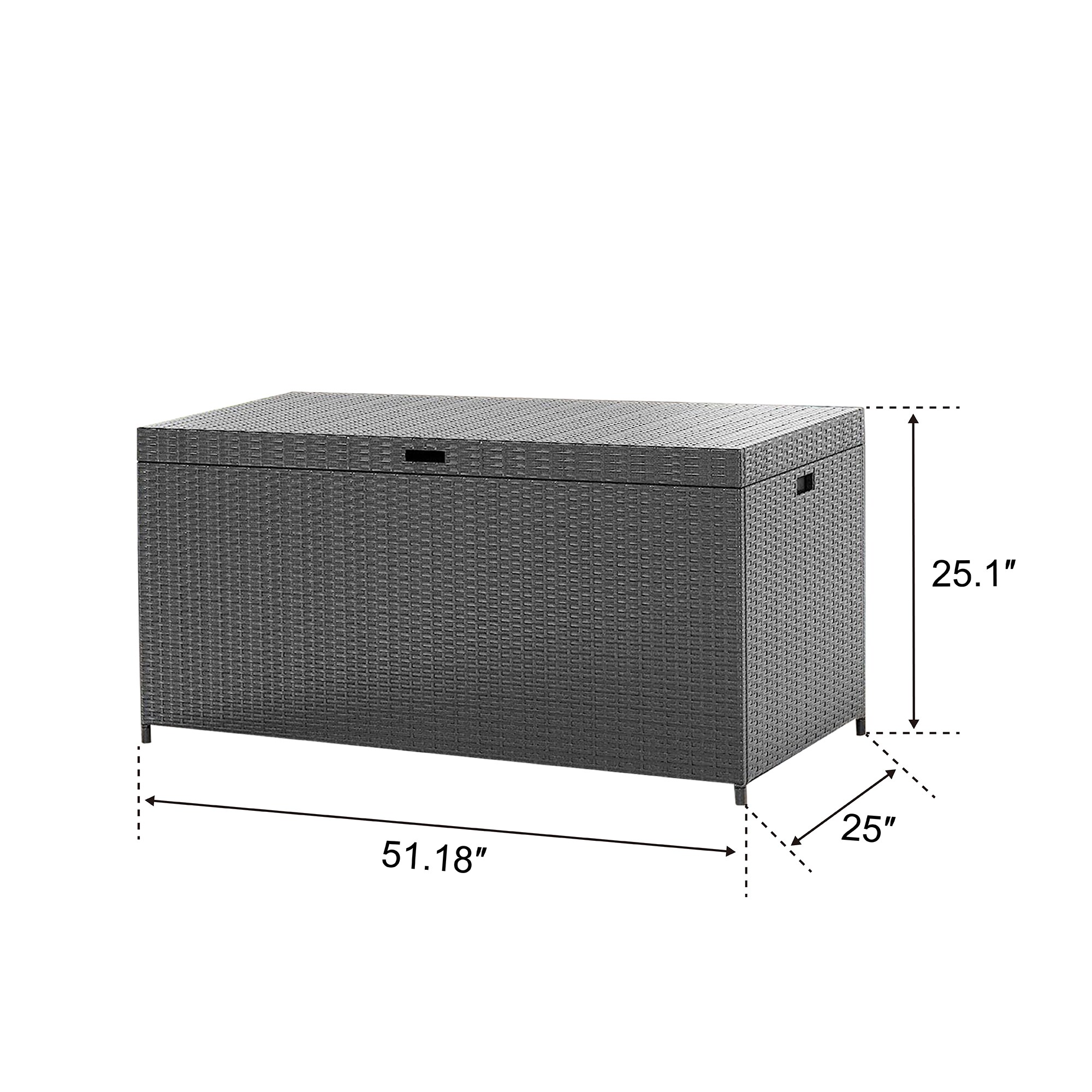 WELLFOR Outdoor Storage Box 51.18in L x 25in 140Gallons Gray Metal