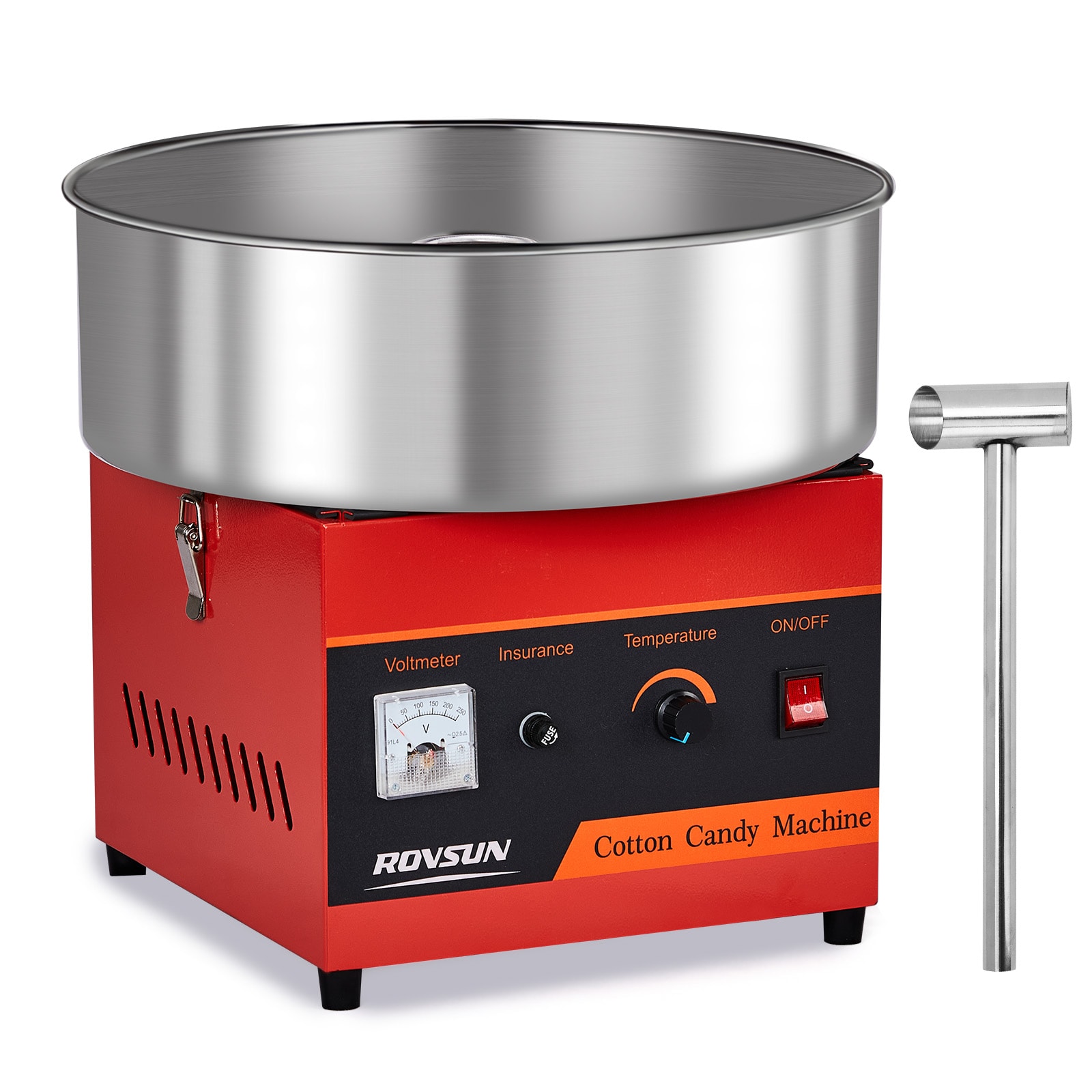 ROVSUN - 15-in Electric Cotton Candy Machine with Stainless Steel Bowl and Sugar Scoop Red(980W)