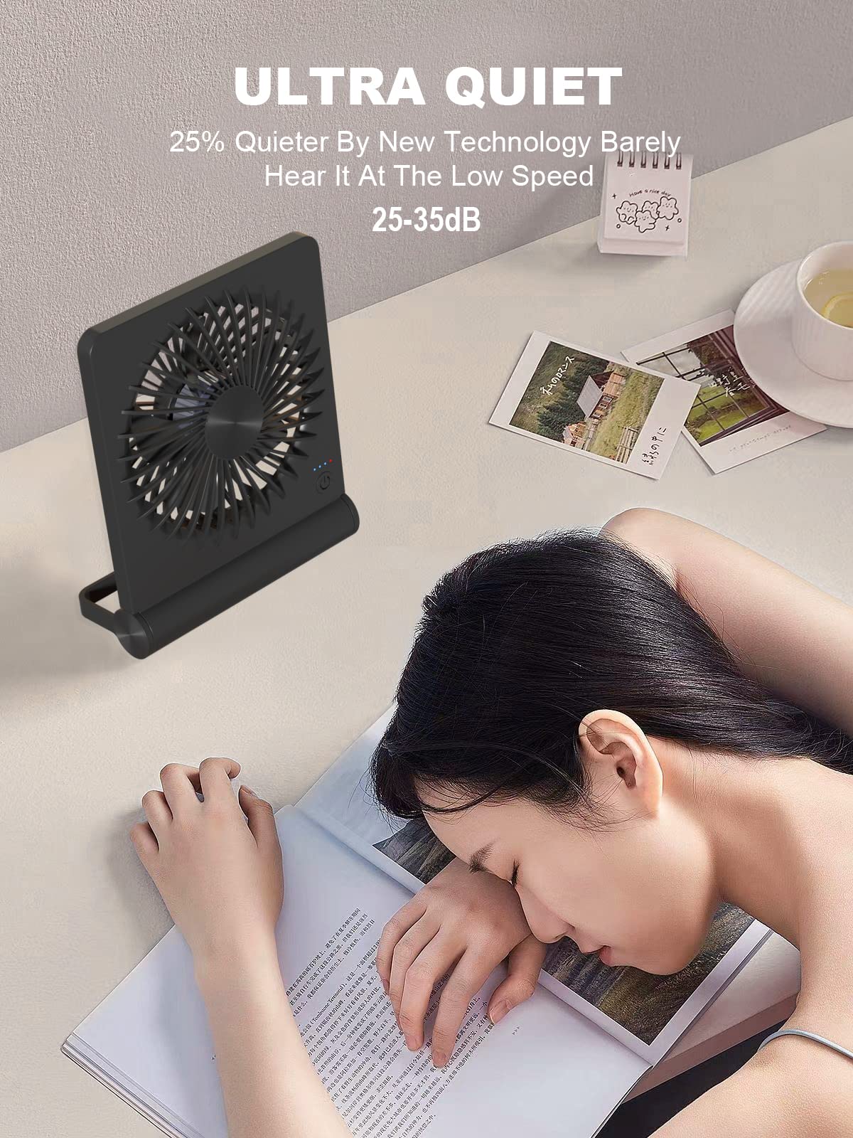 Phewnyzo Small Desk Fan USB Powered Ultra Quiet 3 Speed Adjustable ...