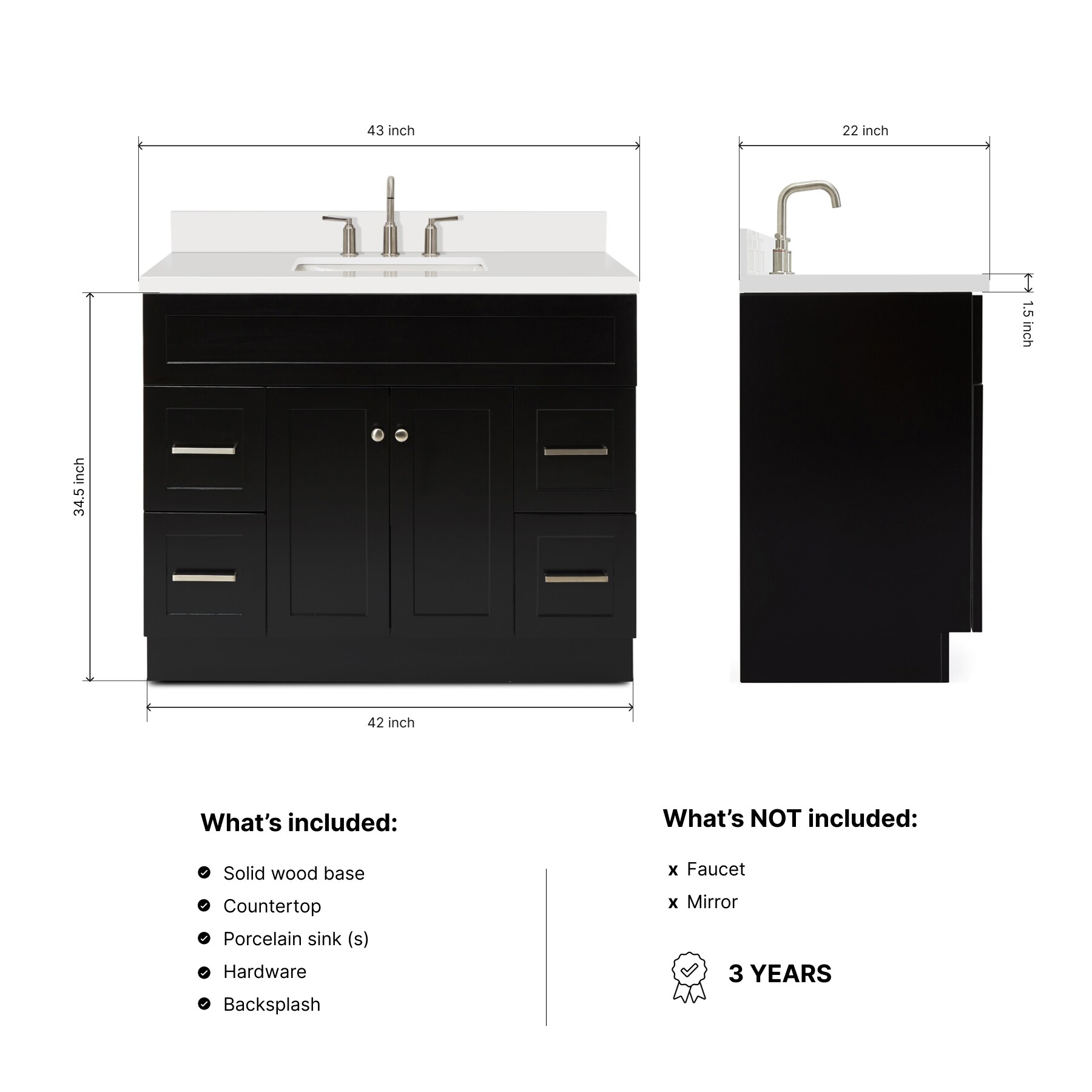 ARIEL F043S-WQ-VO-BLK Bath-Vanity-Combo - View #3