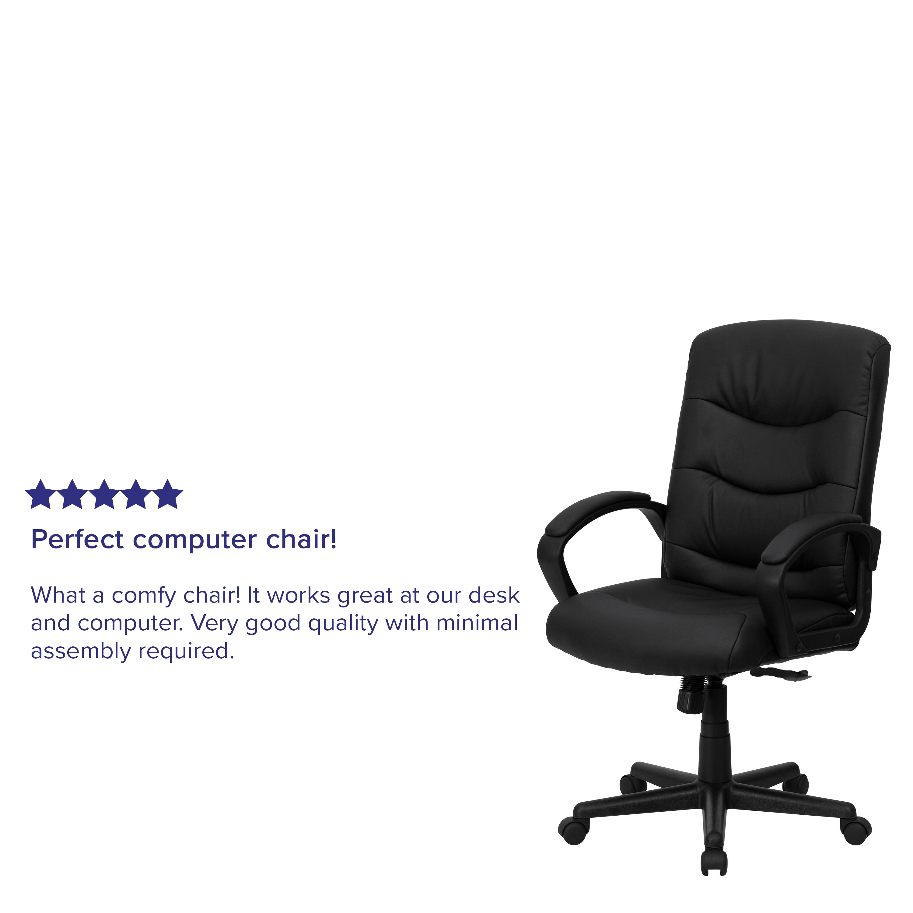 Ergonomic Black LeatherSoft Swivel Task Chair with Lumbar Support