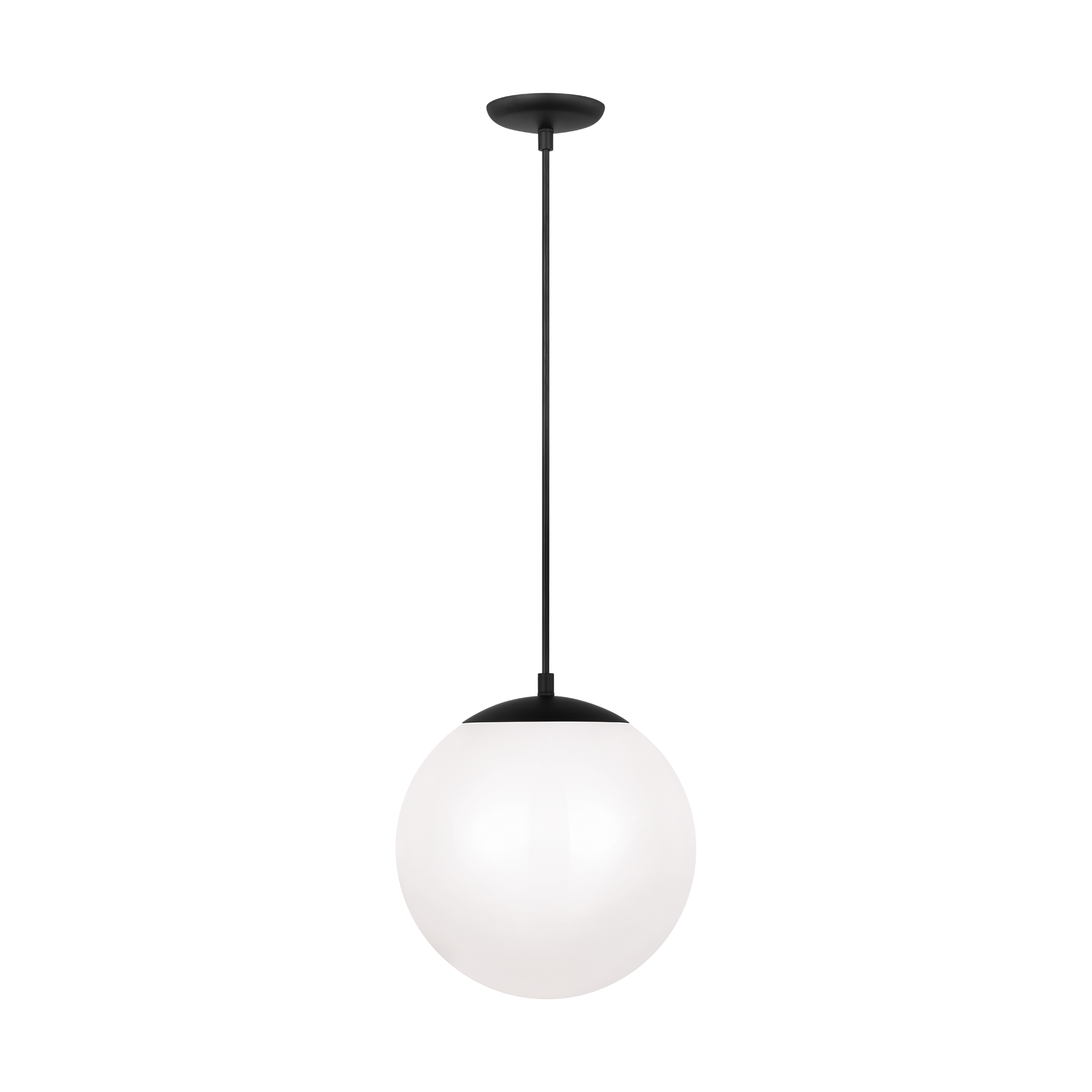 Generation Lighting 6022-112 Leo 1 -Light Midnight Black Modern/contemporary White glass Geometric Small Hanging Pendant light