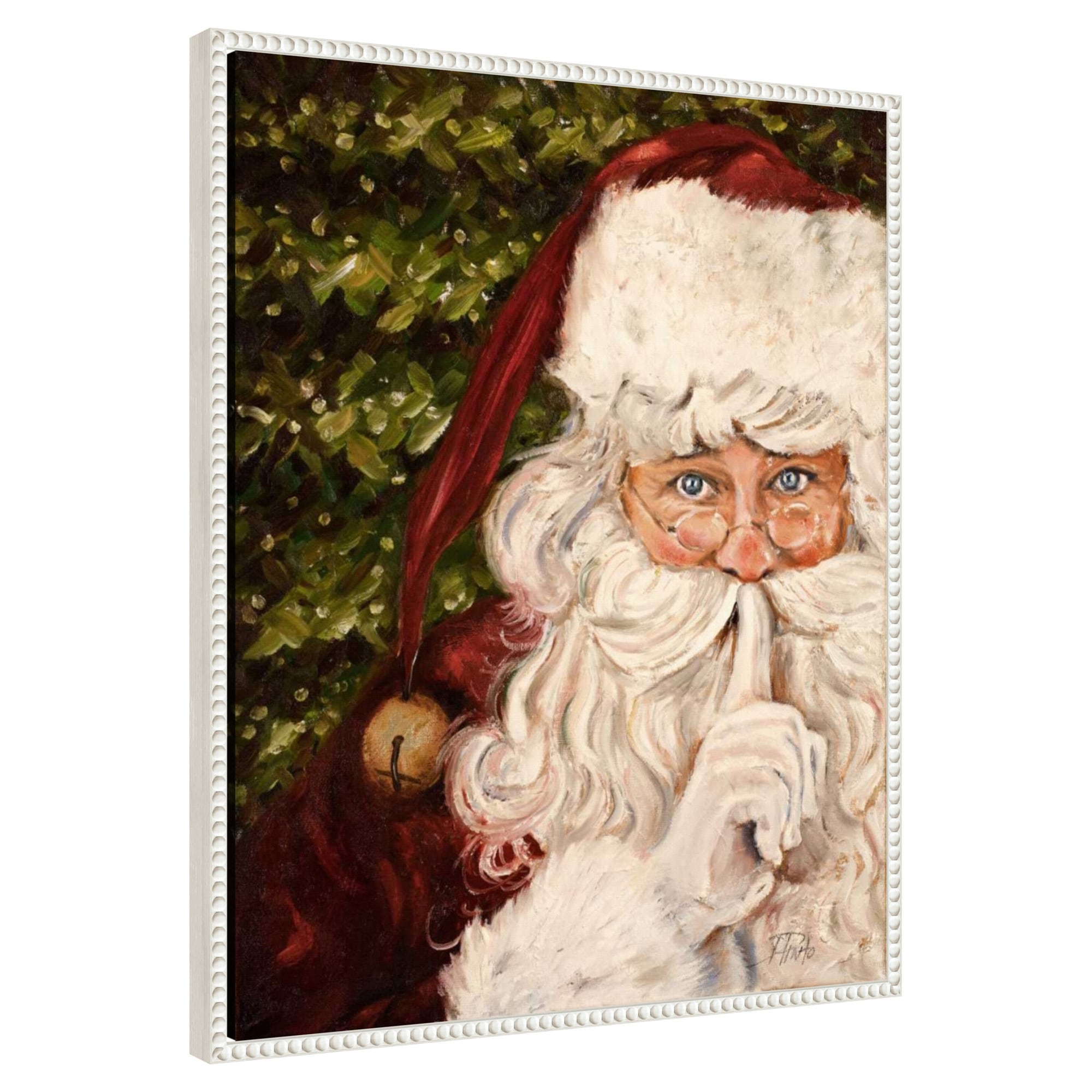 Amanti Art -  Secret Santa by Patricia Pinto Framed Canvas Wall Art Print 23 W x 28 H in.