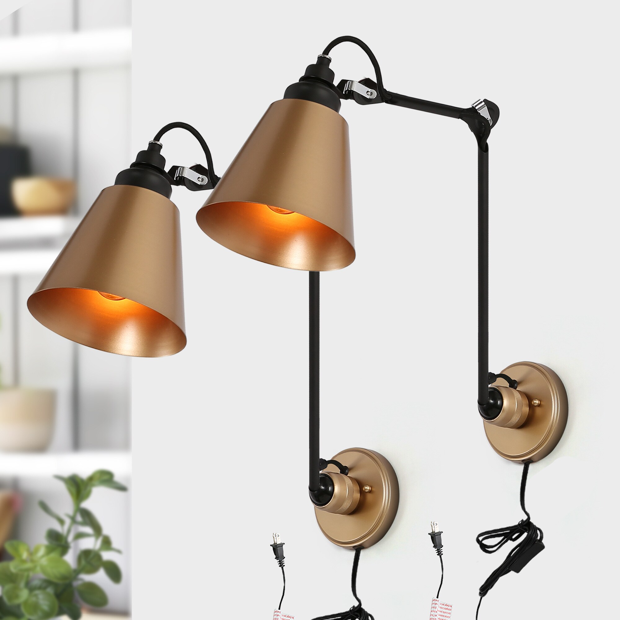 Uolfin 7BZIMJ-LWS24207-N7 28-in W 1 -Light Satin Gold Transitional Wall Sconce