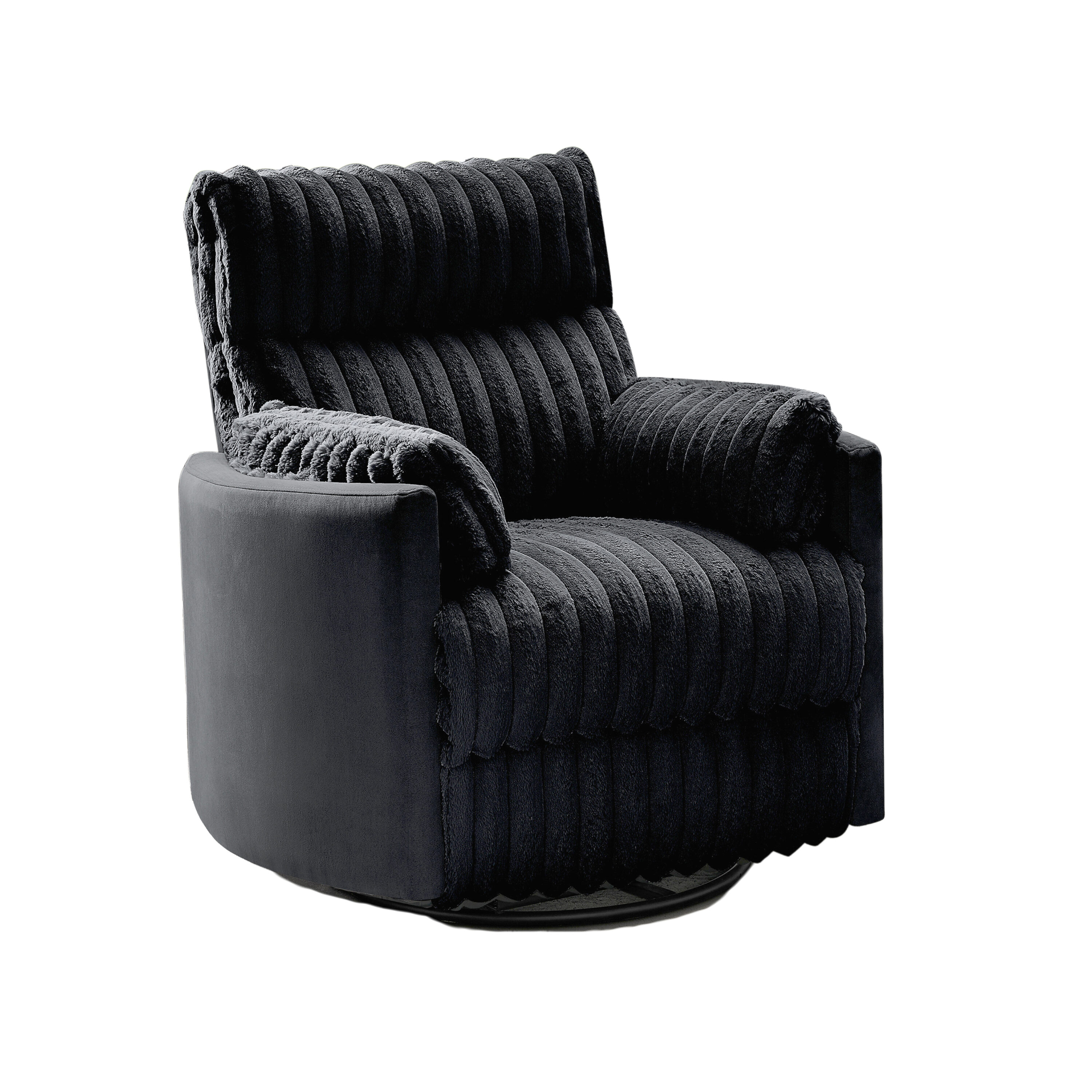 Roundhill Furniture Bocaton Black Corduroy Upholstered Recliner