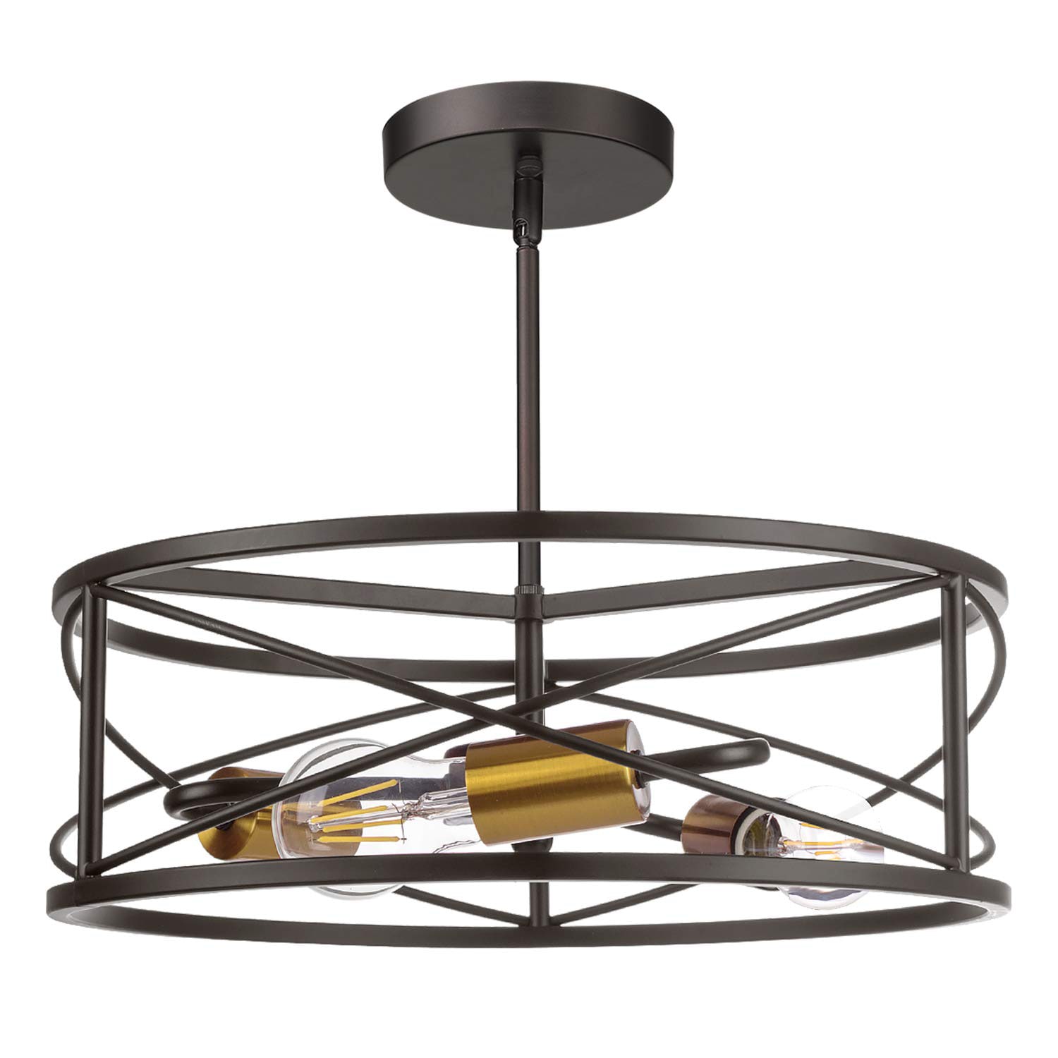 LTMATE LSTXHCL099BL JAZAVA 3 -Light 14.2-in Black Semi Flush Mount Light