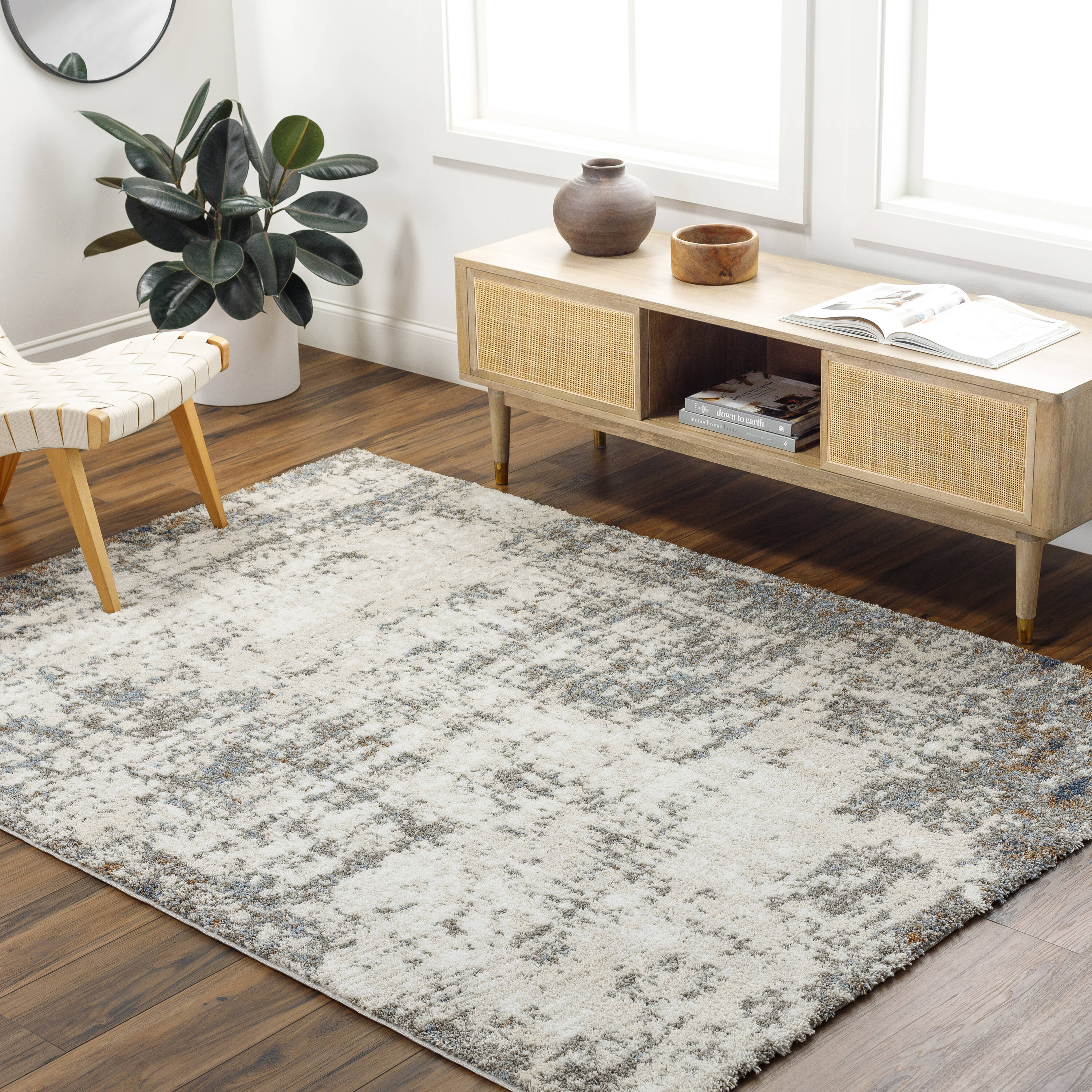 Livabliss OKK2313-537 Osaka 5 x 7 (ft) Polyester Gray Rectangular Indoor Abstract Mid-Century Modern Area rug