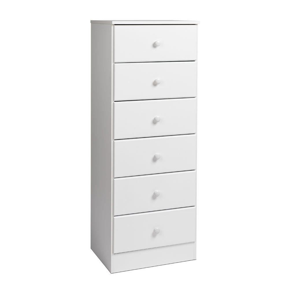 Prepac Astrid 6 Drawer Tall Chest - White, Transitional Style, Ample ...