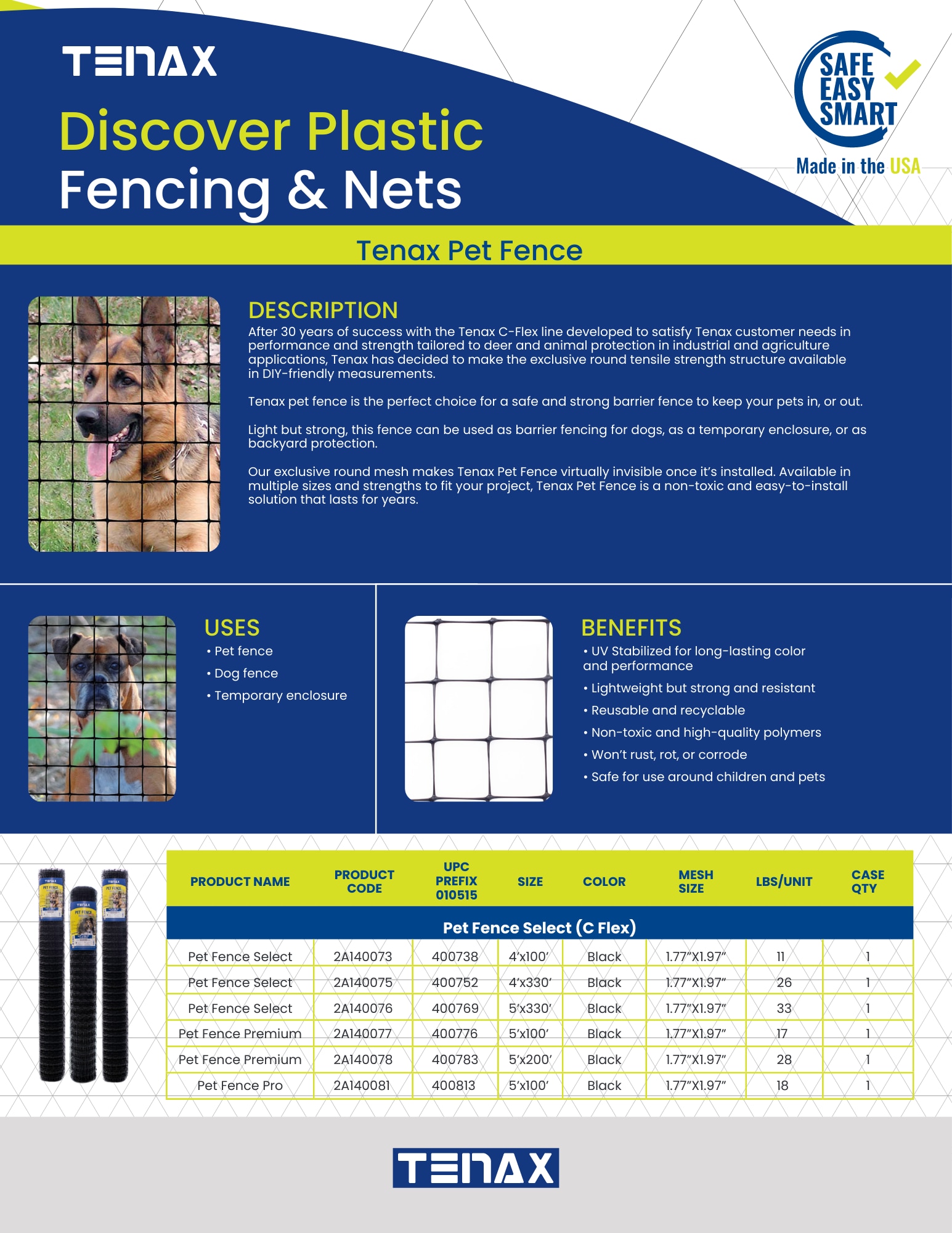 TENAX Pet Fence Premium 5 ft. x 100 ft. Garden Fence 2A140077