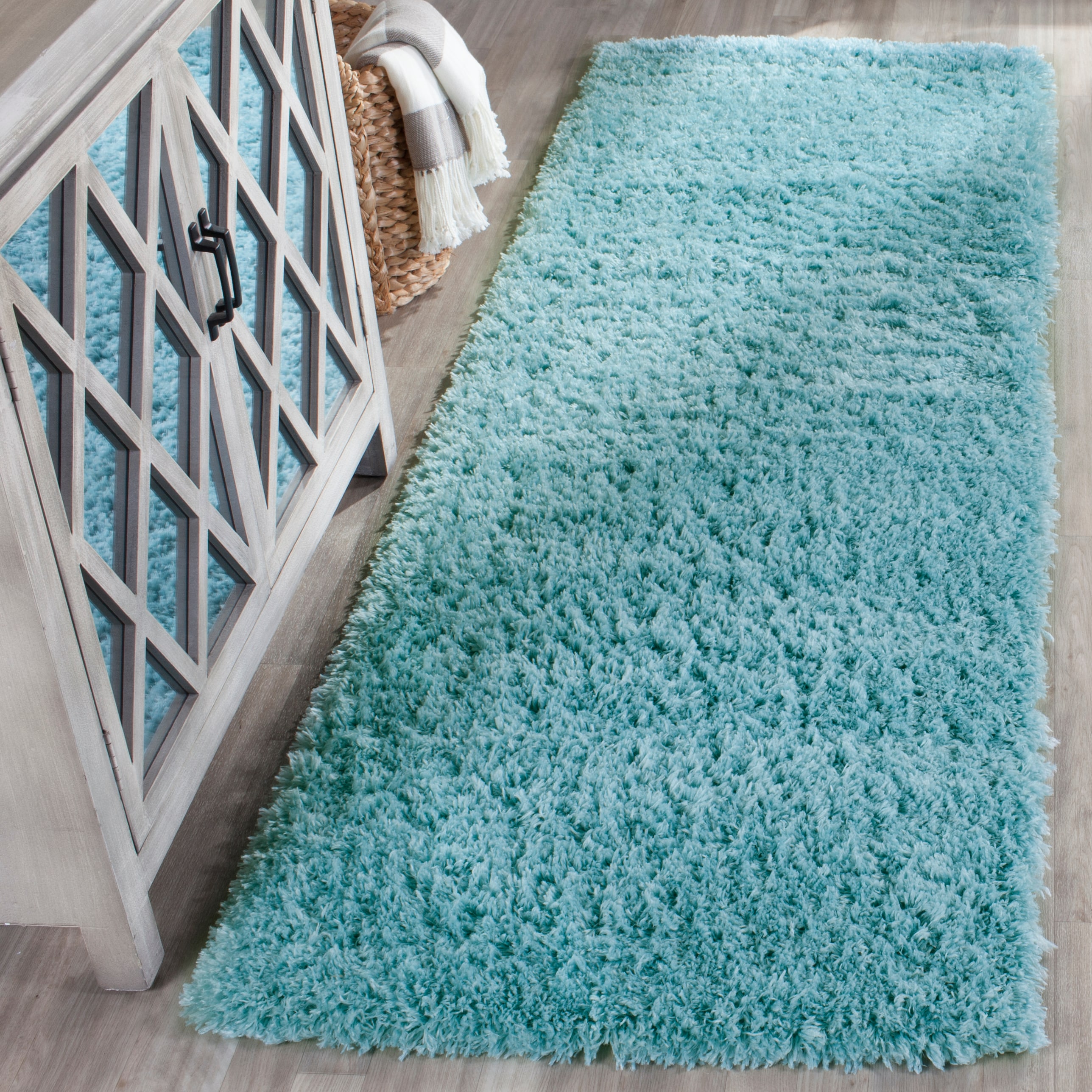 Safavieh SGI320T-27 Indie Sunile Shag 2 x 7 (ft) Loomed Synthetic Turquoise Rectangular Indoor Solid Runner rug
