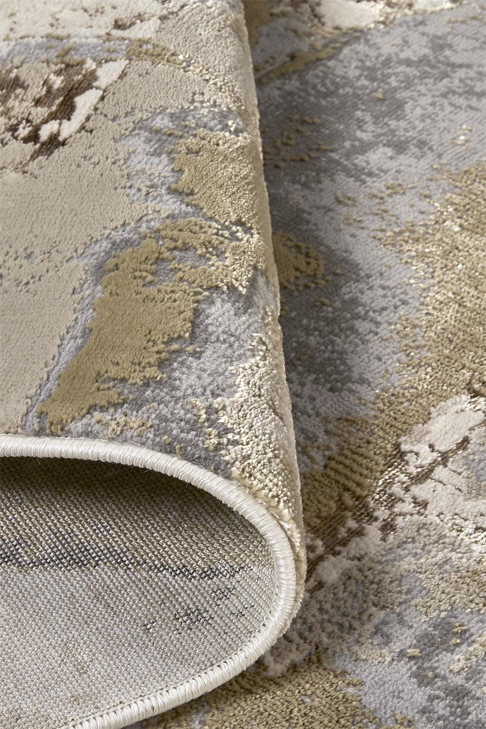 Aura Modern Gold and Gray Abstract Area Rug
