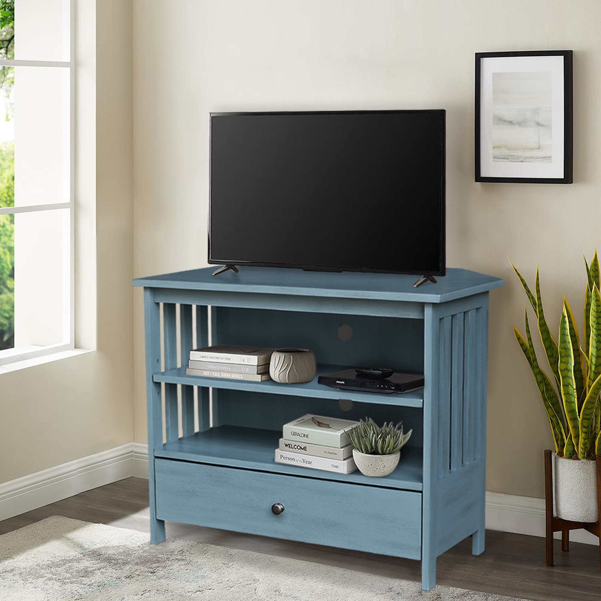 Navy blue deals corner tv stand