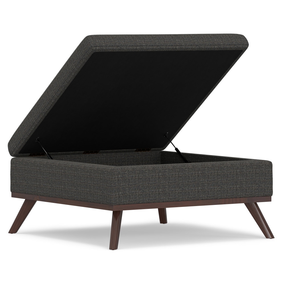 Owen Mid Century Ebony Square Storage Ottoman