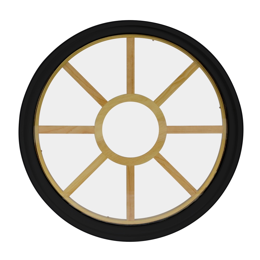 FrontLine Bldg. Products 1818RD49LIG2TBK 18-in x 18-in Black Round Accent Window with Grids