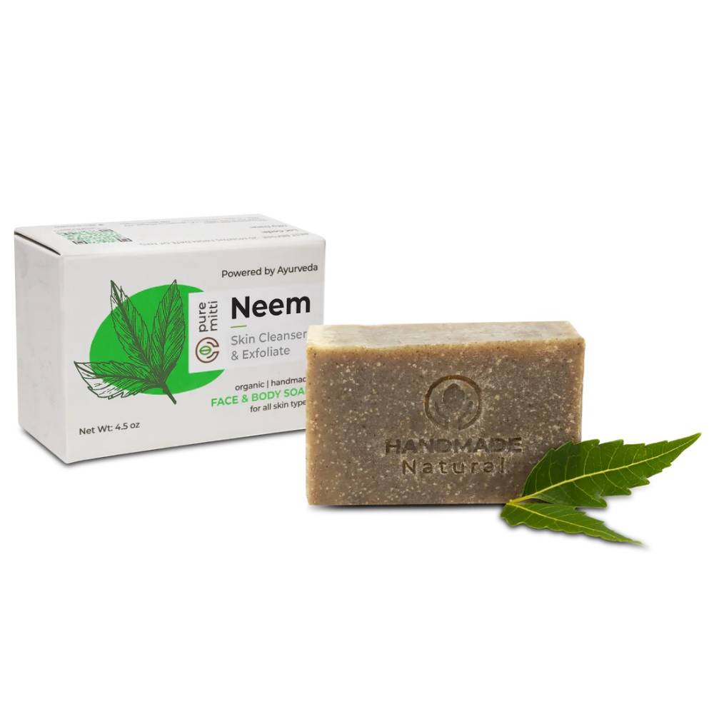 Lehman's Pure Mitti Ayurvedic Bar Soap - All Natural Organic Handmade with Coconut Oil and Neem for Cleansing and Exfoliating Face and Body
