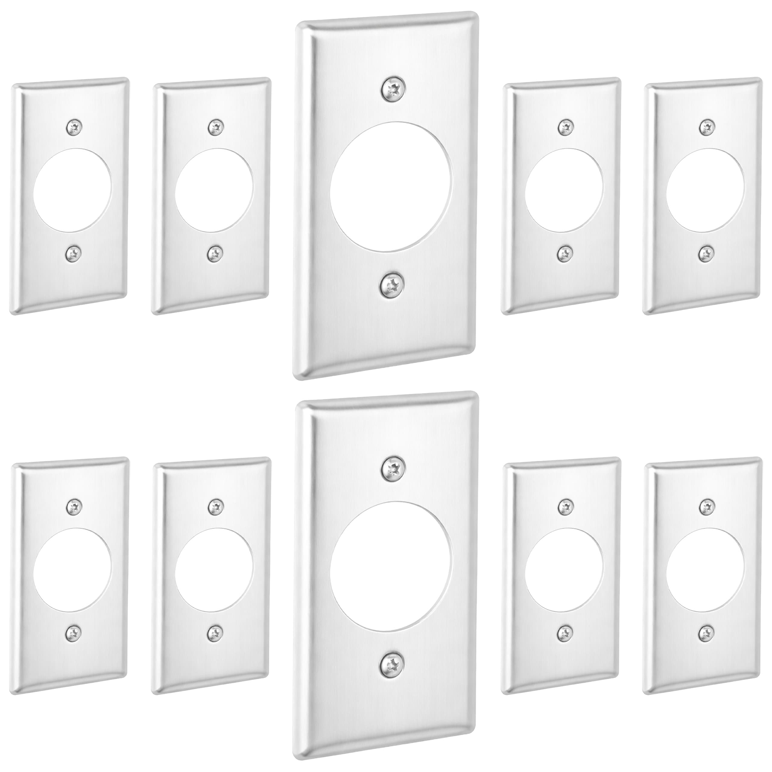 OHLECTRIC  4x2 Power Outlet Electrical Box Cover Wall Plate 10 Pack 1 6 Diameter Opening for 20A and 30A Receptacles Heavy Duty Metal Cover Junction and Device Boxes High Amperage Power Outlet Covers