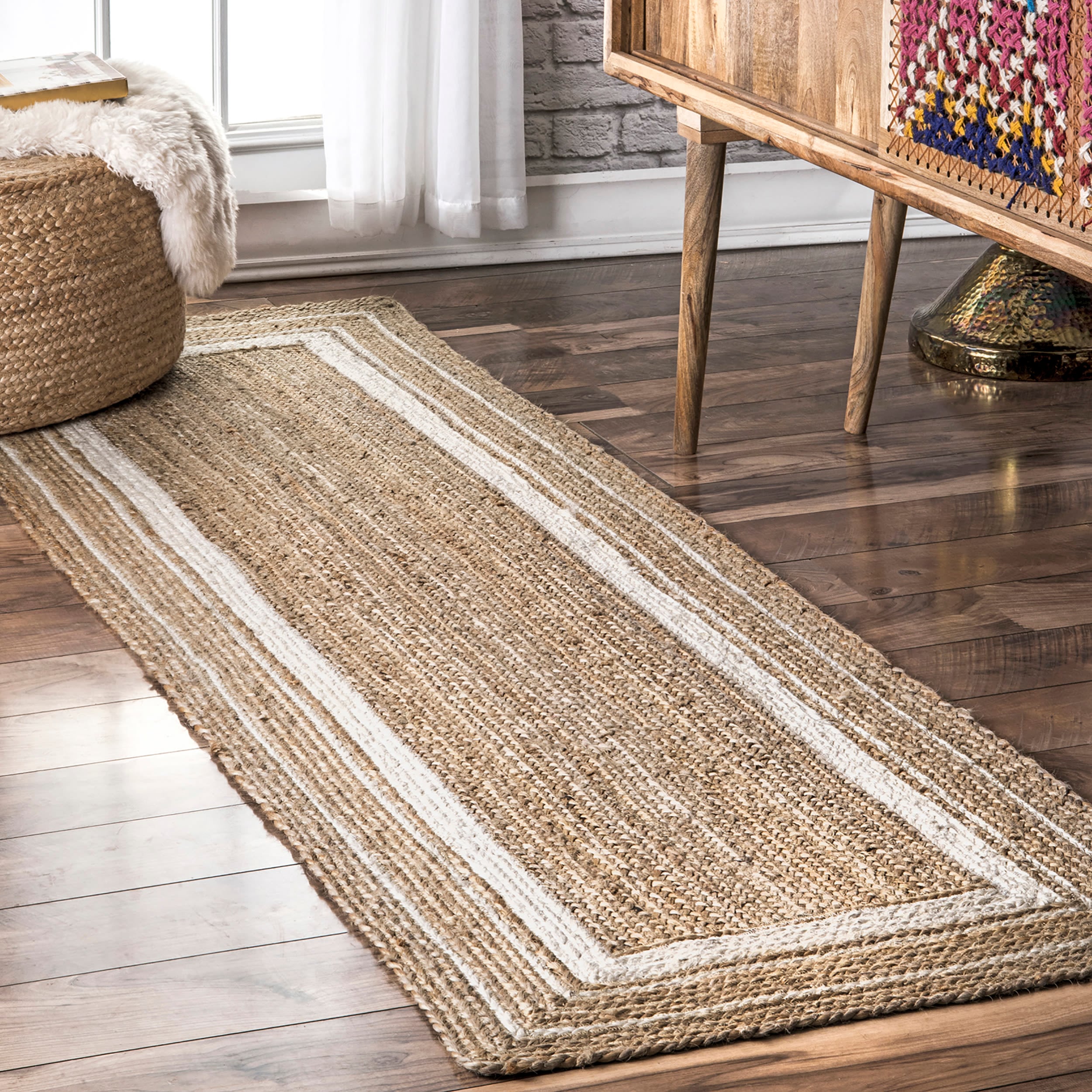 Coastal Elegance Off-White Braided Jute 2' 6" x 10' Runner Rug